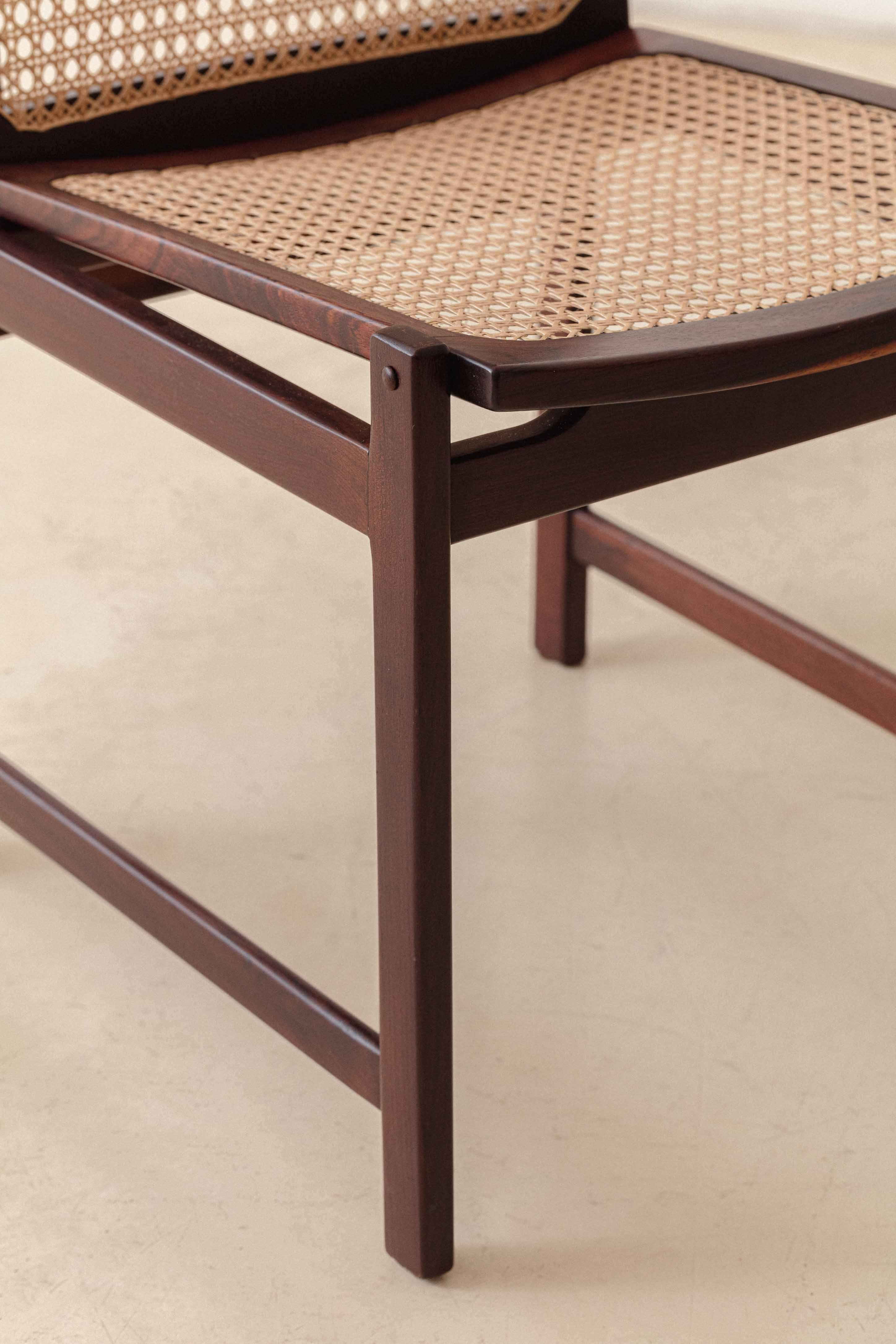 Rosewood ans Cane Dining Chairs by Fatima Arquitetura Interiores (FAI), 1960s For Sale 10