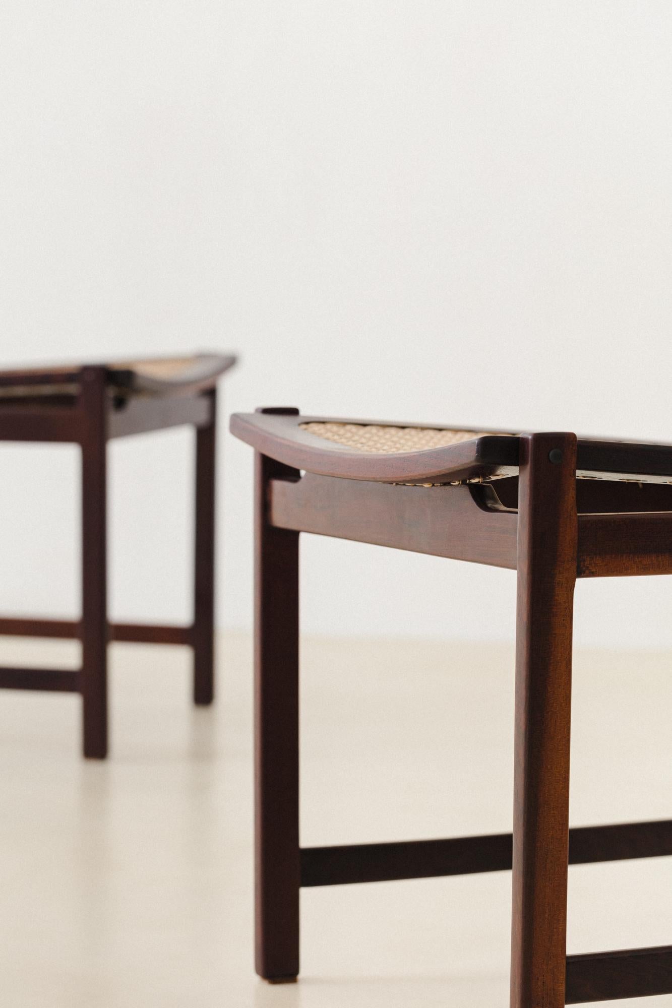 Hand-Woven Rosewood ans Cane Dining Chairs by Fatima Arquitetura Interiores (FAI), 1960s For Sale