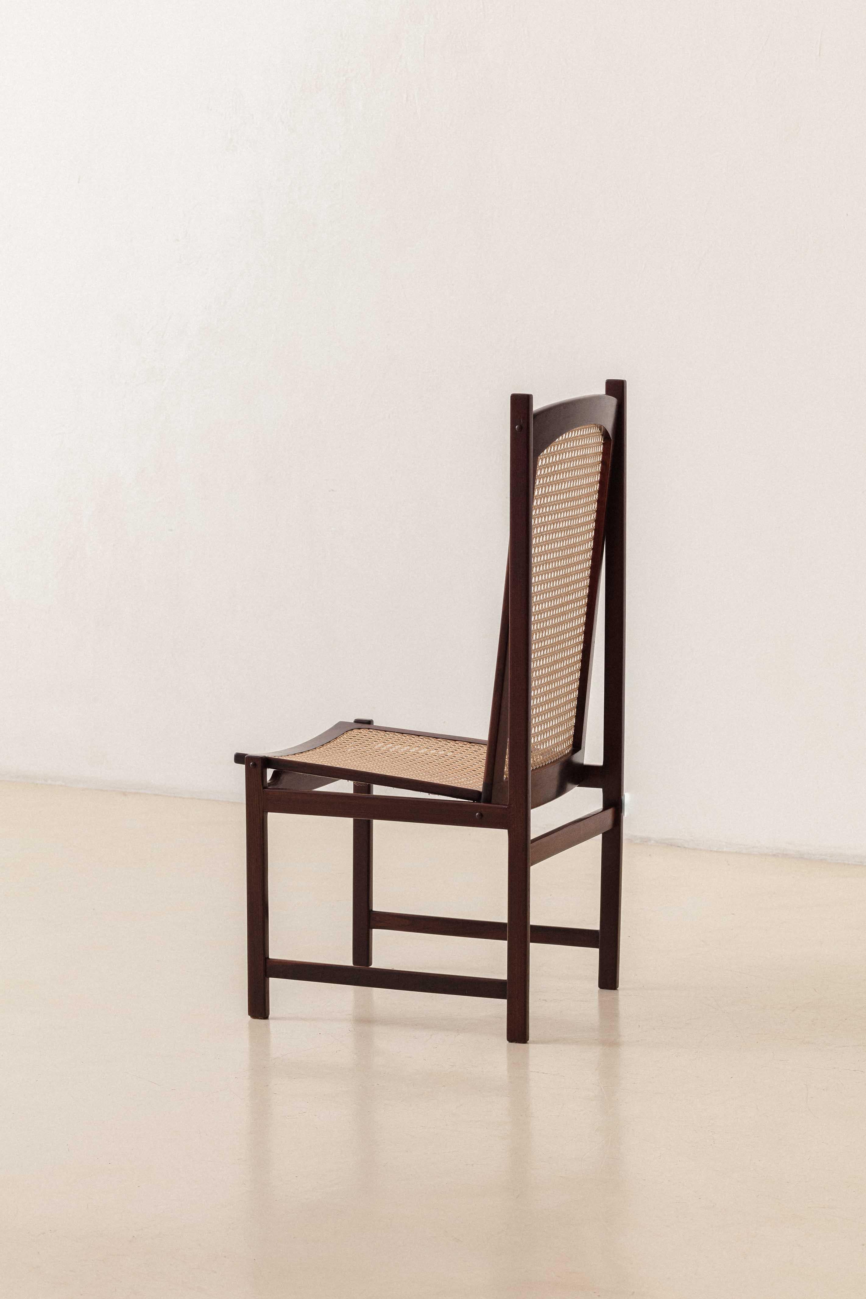 Rosewood ans Cane Dining Chairs by Fatima Arquitetura Interiores (FAI), 1960s For Sale 1