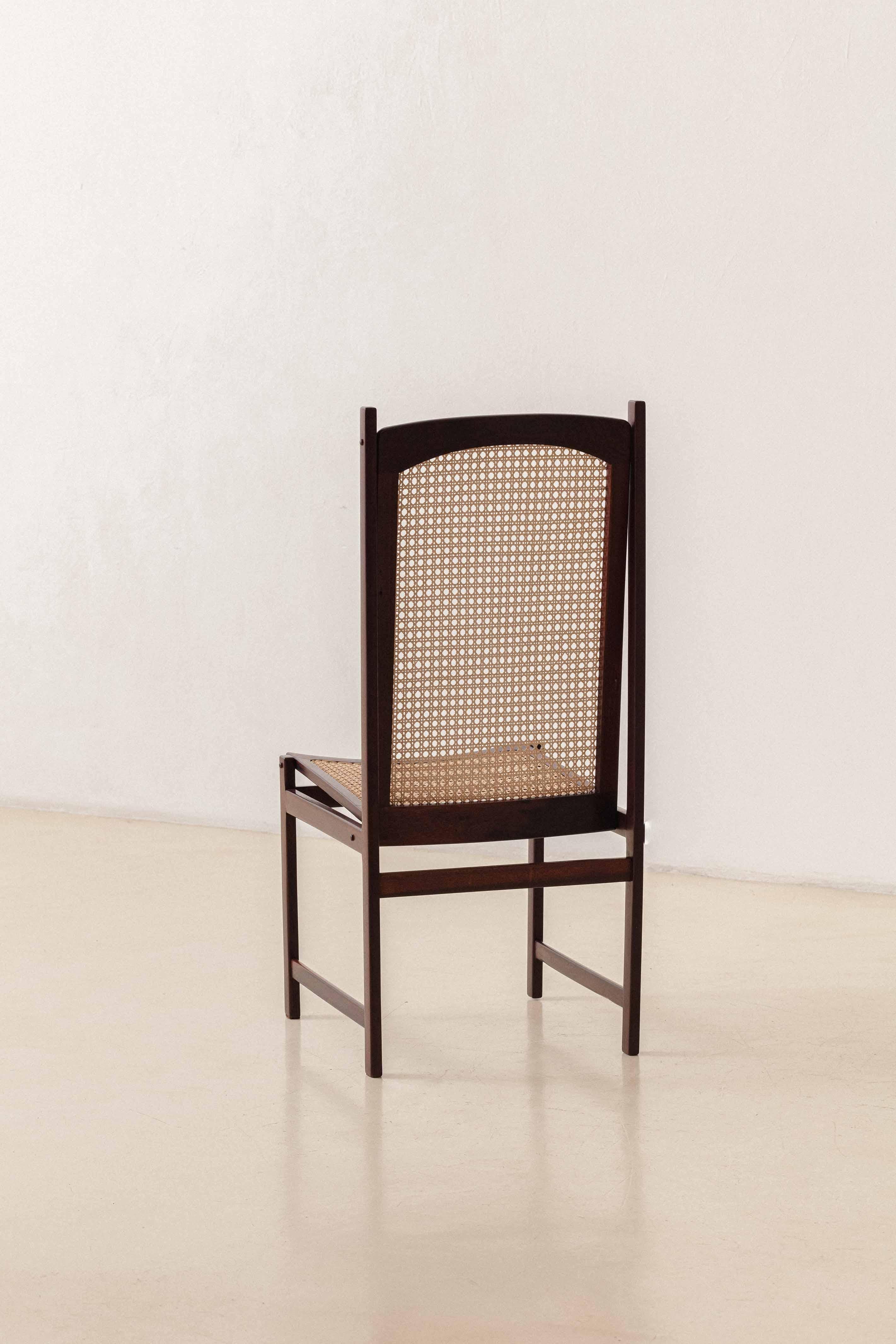 Rosewood ans Cane Dining Chairs by Fatima Arquitetura Interiores (FAI), 1960s For Sale 2