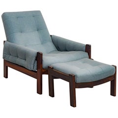 Rosewood Armchair and Ottoman, by Móveis Cimo, Brazilian Mid-Century Modern