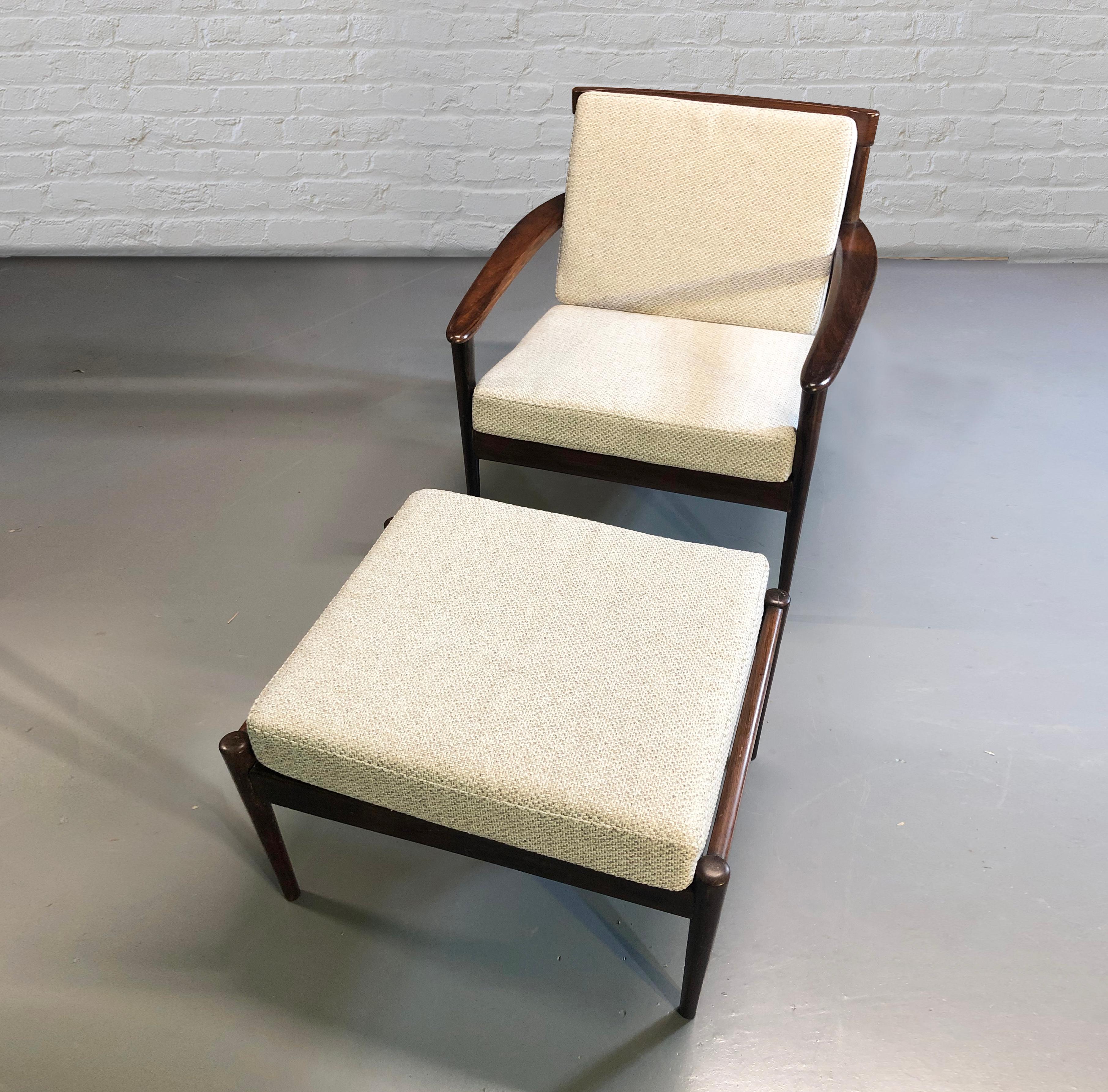 Mid-Century Modern Armchair and Ottoman, by Rino Levi, Brazil, 1960s