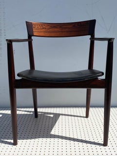 Rosewood Armchair in Original Black Leather by Henry Rosengren Hansen