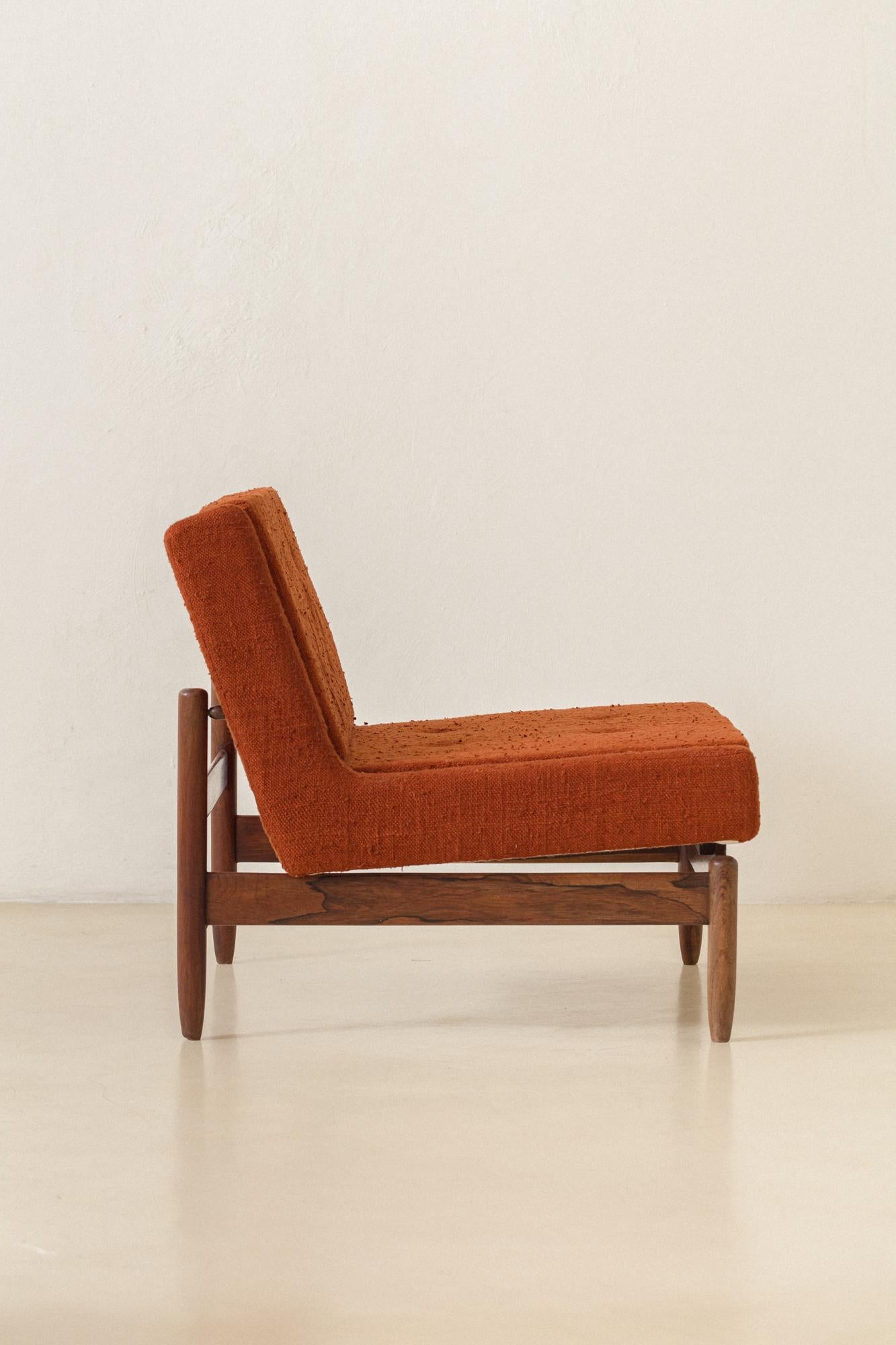 Fabric Rosewood Armchairs by Móveis Cantù, 1960s, Brazilian Midcentury For Sale