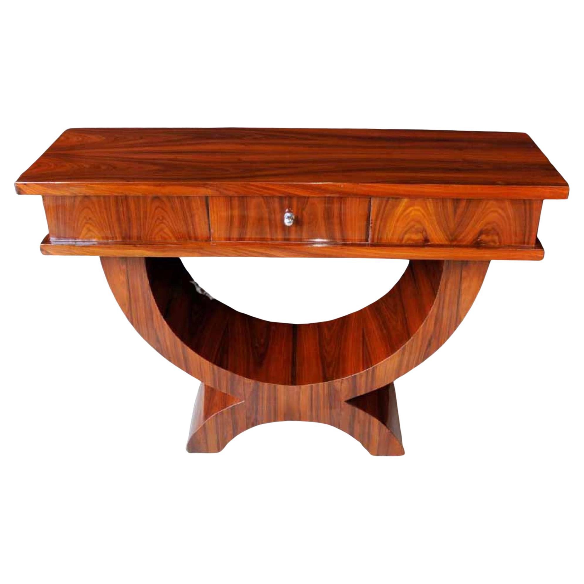 Rosewood Art Deco Console Table Ogee Curved Tables For Sale