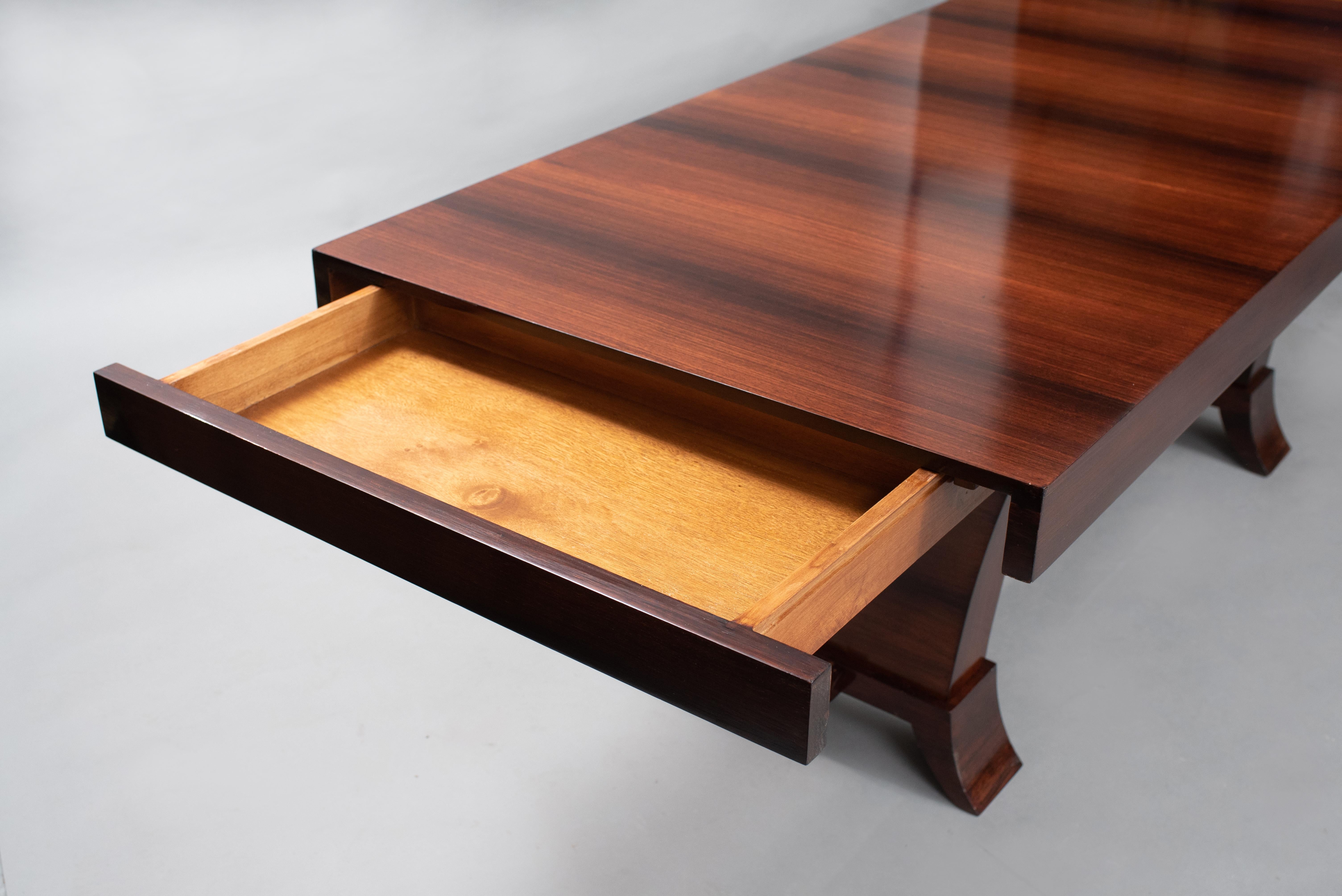 Varnished Rosewood Art Deco Dining Table For Sale