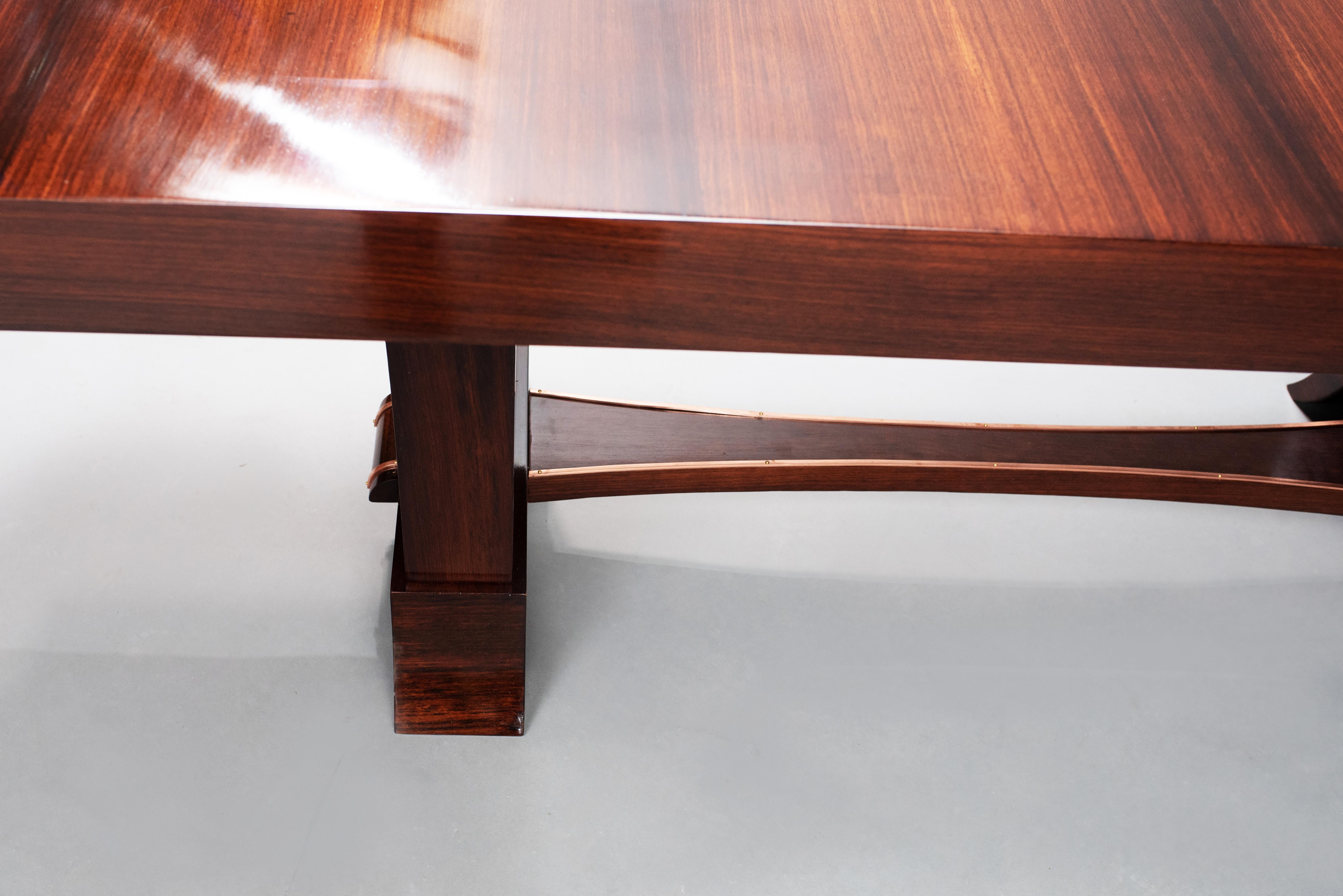 Copper Rosewood Art Deco Dining Table For Sale