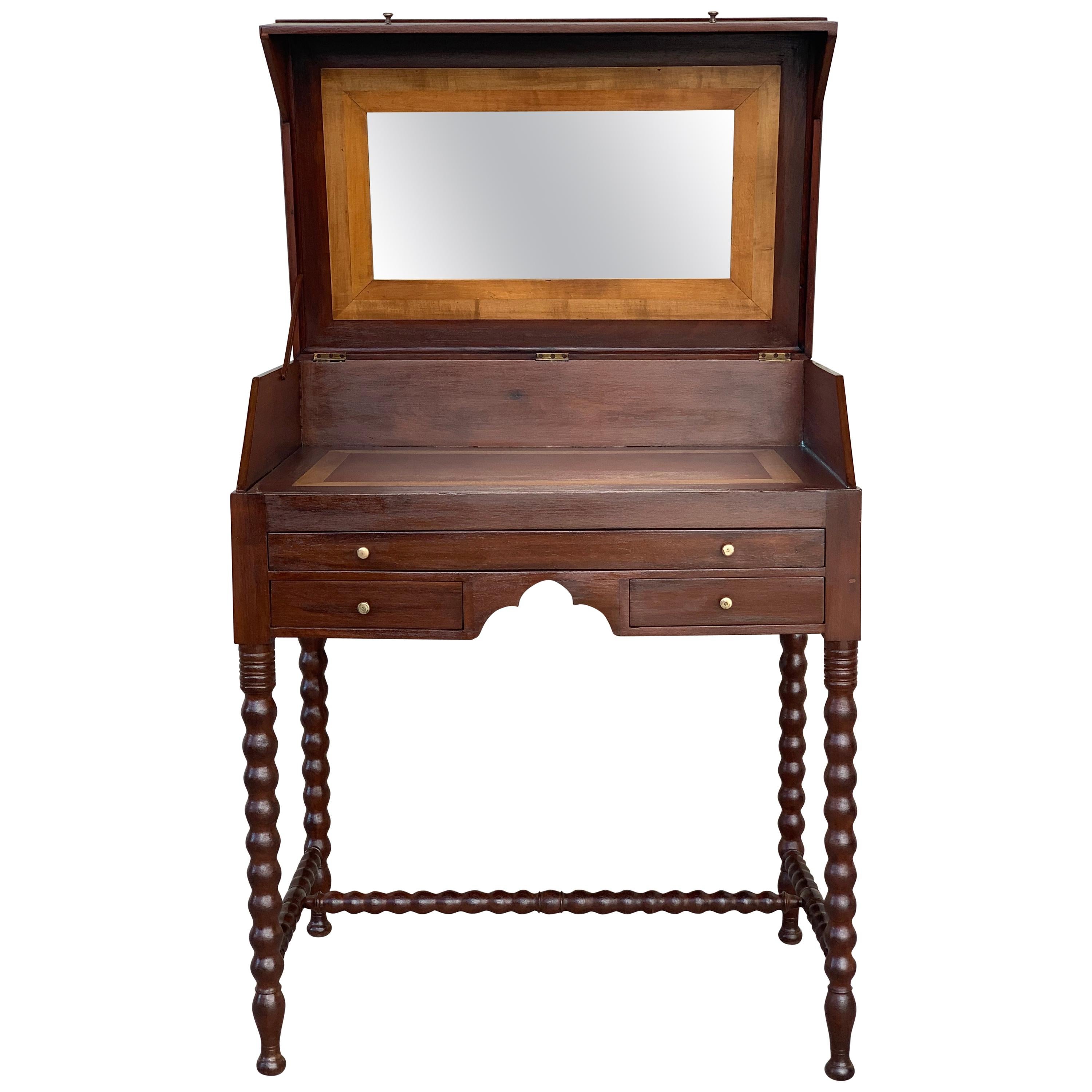 Rosewood Art Deco Open Up Vanity or Secretary Desk, Dressing Table