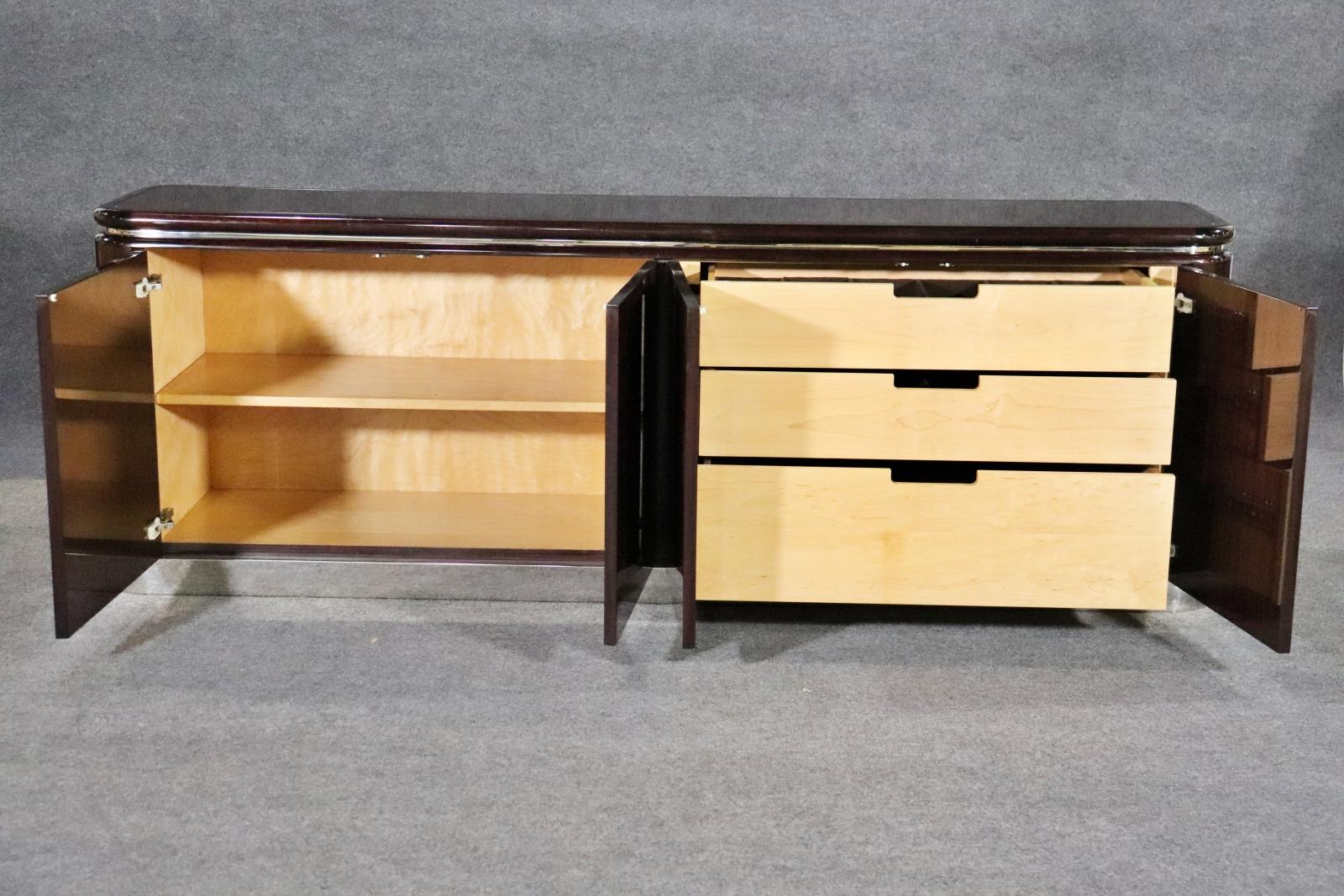 Late 20th Century Rosewood Art Deco Pace Style Sideboard Buffet, circa 1980
