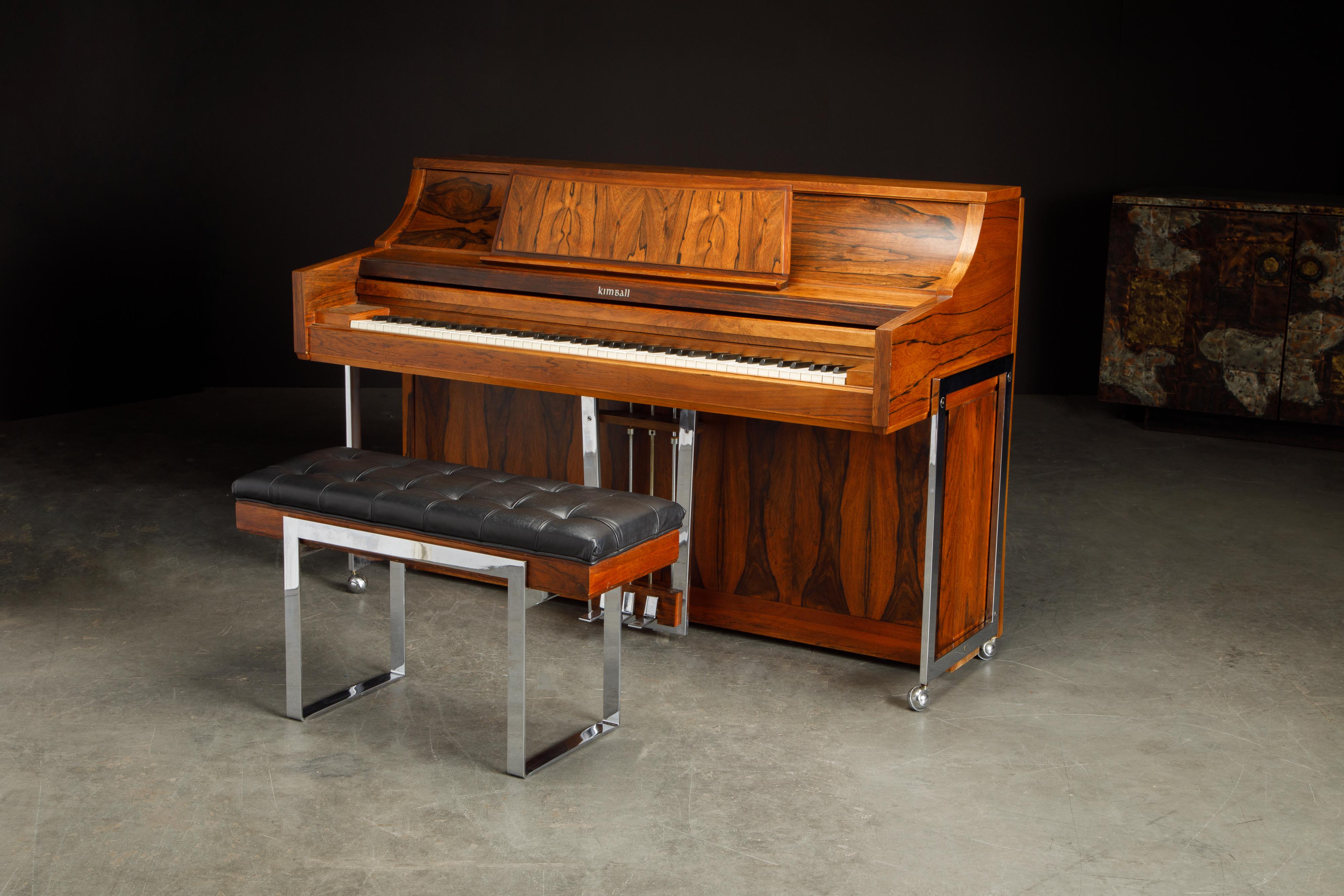 Rosewood 'Artist Spinet' Mid-Century Modern Piano by Kimball, c. 1960s, Signed 3