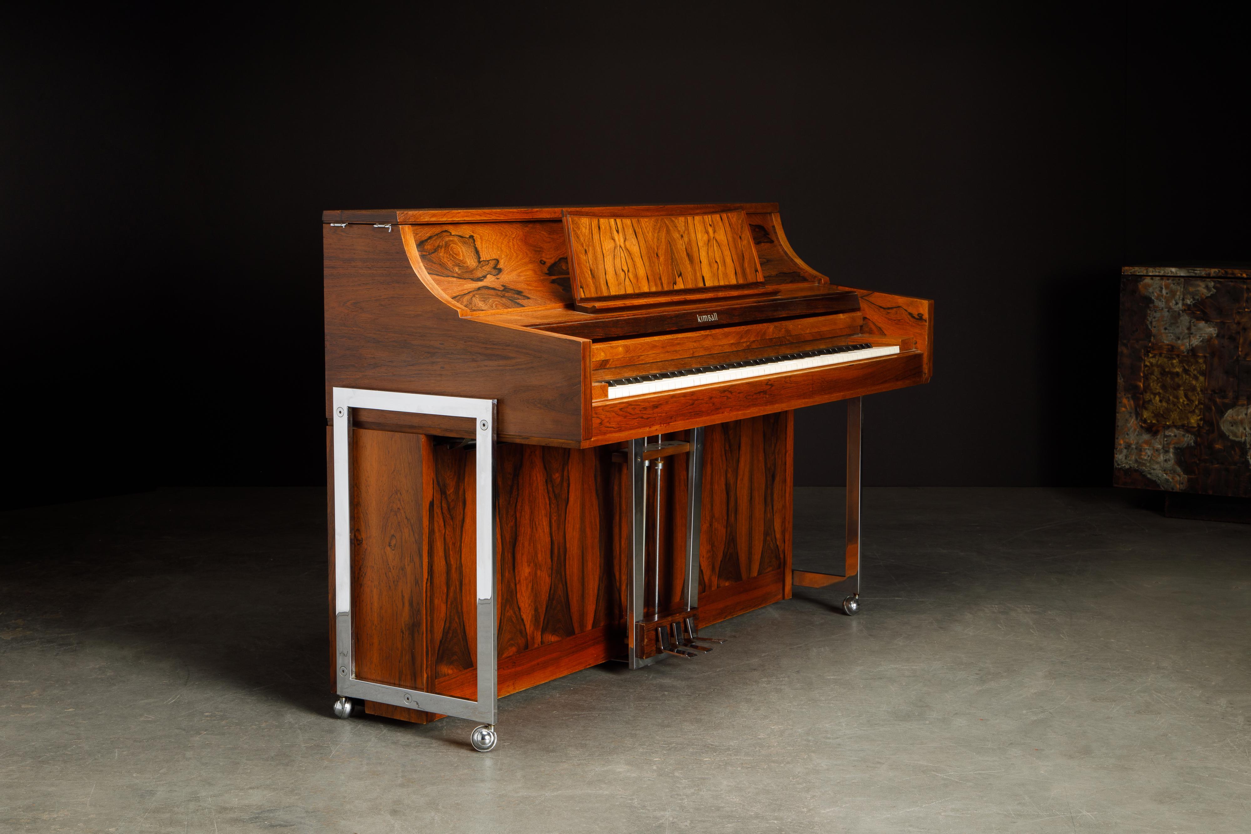 Rosewood 'Artist Spinet' Mid-Century Modern Piano by Kimball, c. 1960s, Signed 4