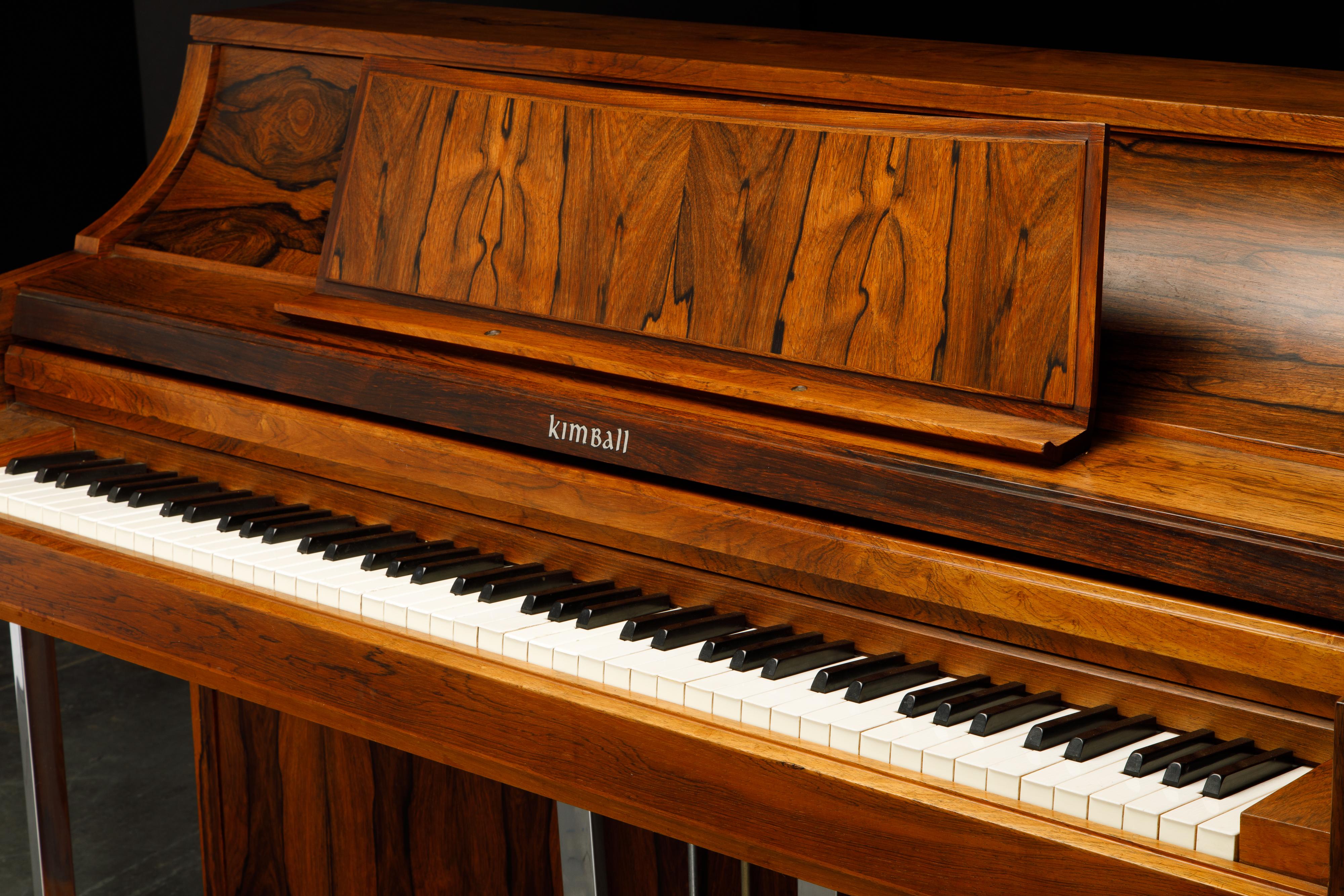 Rosewood 'Artist Spinet' Mid-Century Modern Piano by Kimball, c. 1960s, Signed 9