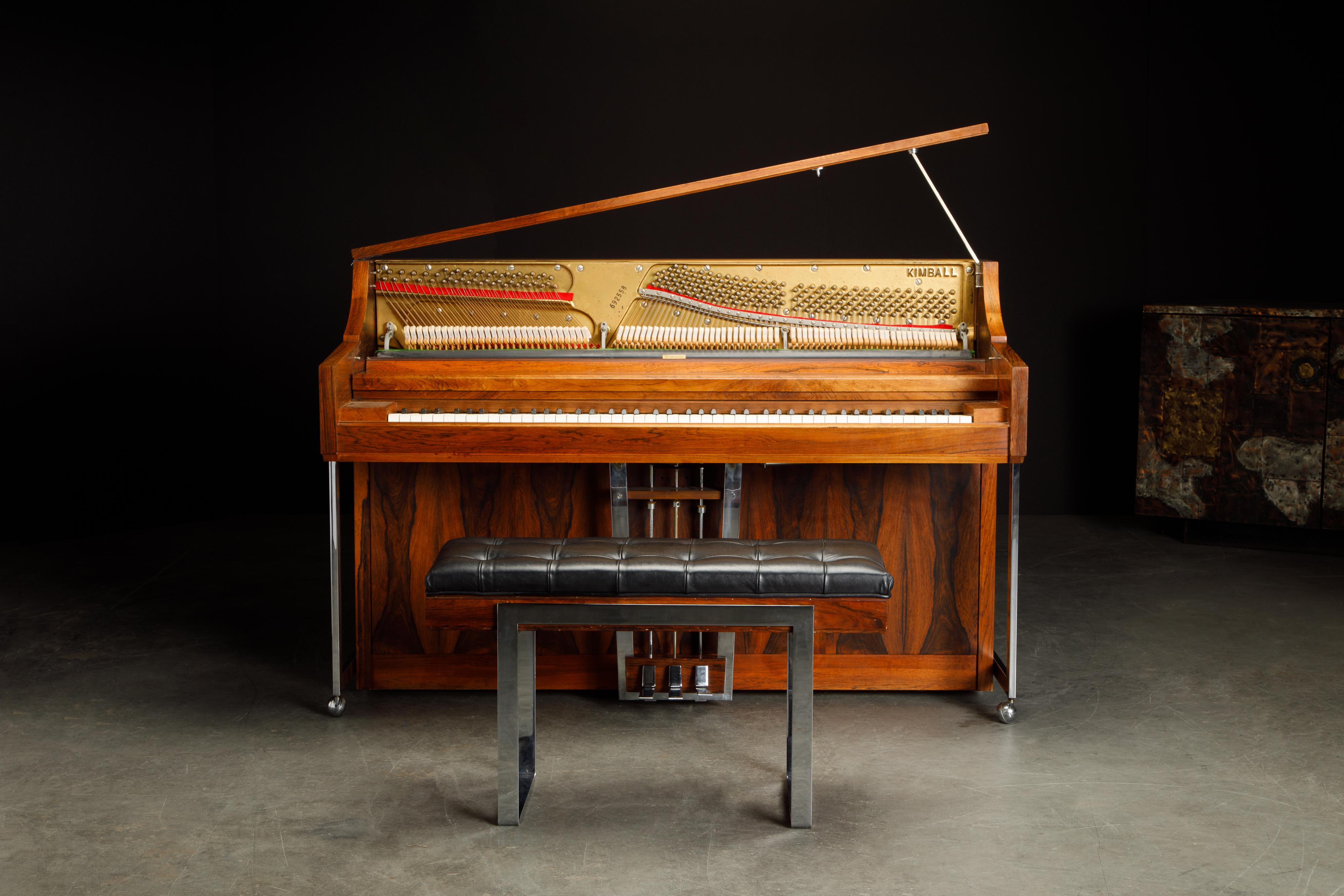 American Rosewood 'Artist Spinet' Mid-Century Modern Piano by Kimball, c. 1960s, Signed