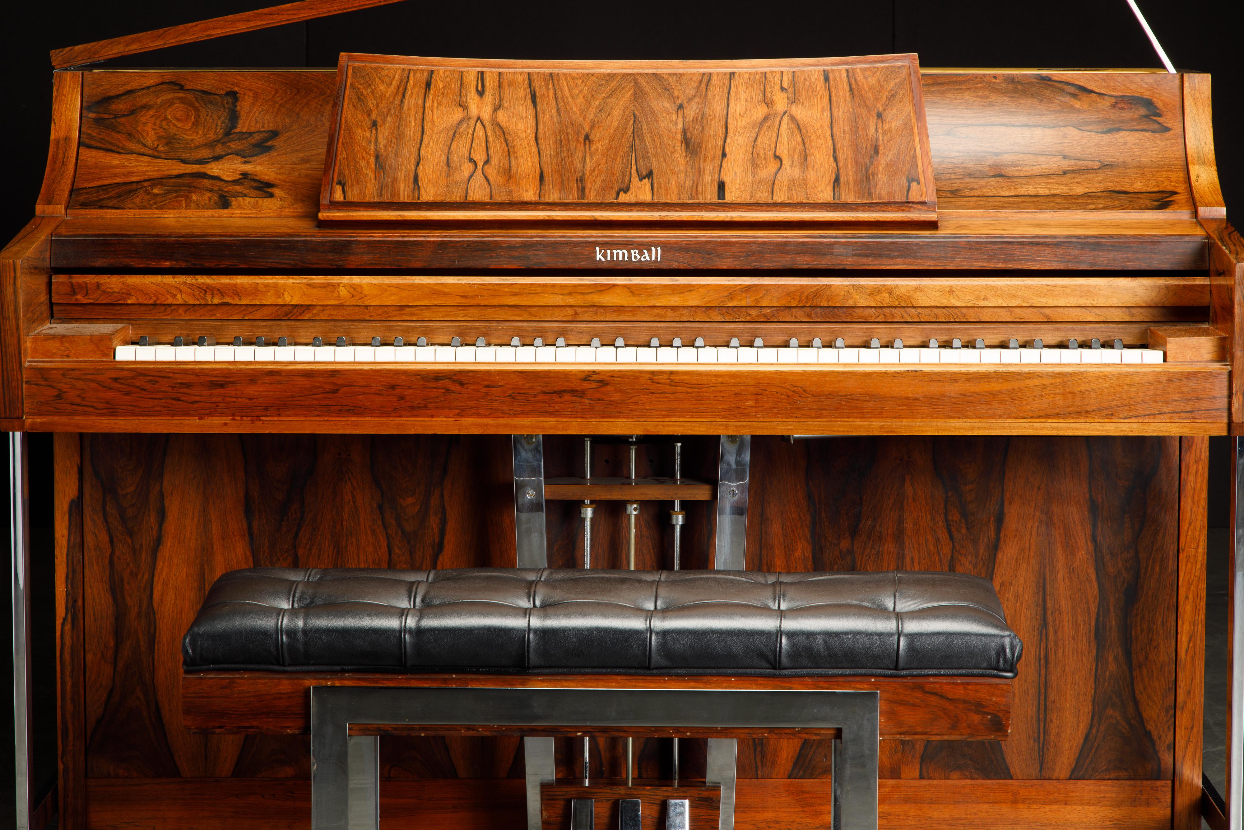 Rosewood 'Artist Spinet' Mid-Century Modern Piano by Kimball, c. 1960s, Signed In Good Condition In Los Angeles, CA
