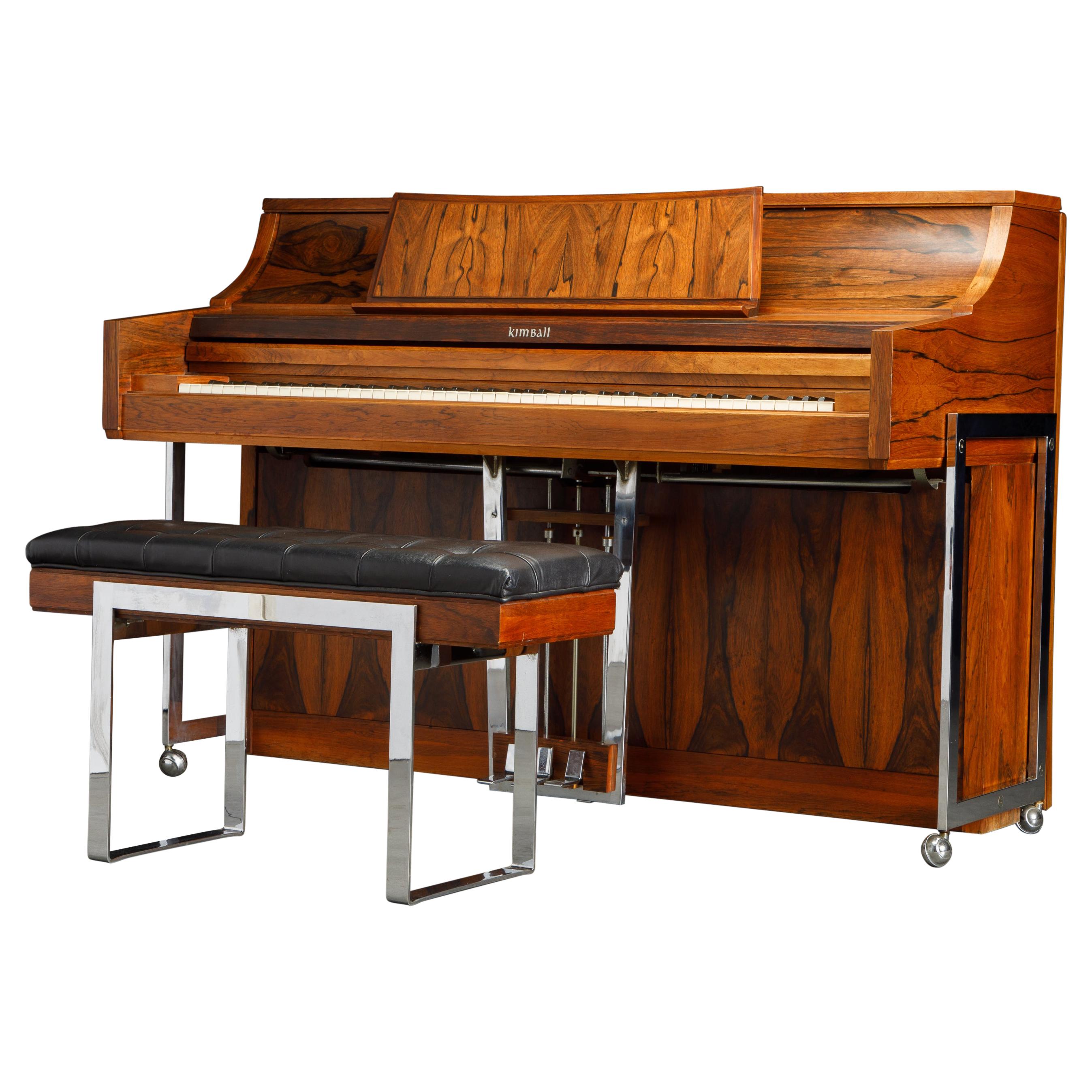 Rosewood ''Artist Spinet'' Mid-Century Modern Piano by Kimball, c. 1960s,  Signed at 1stDibs