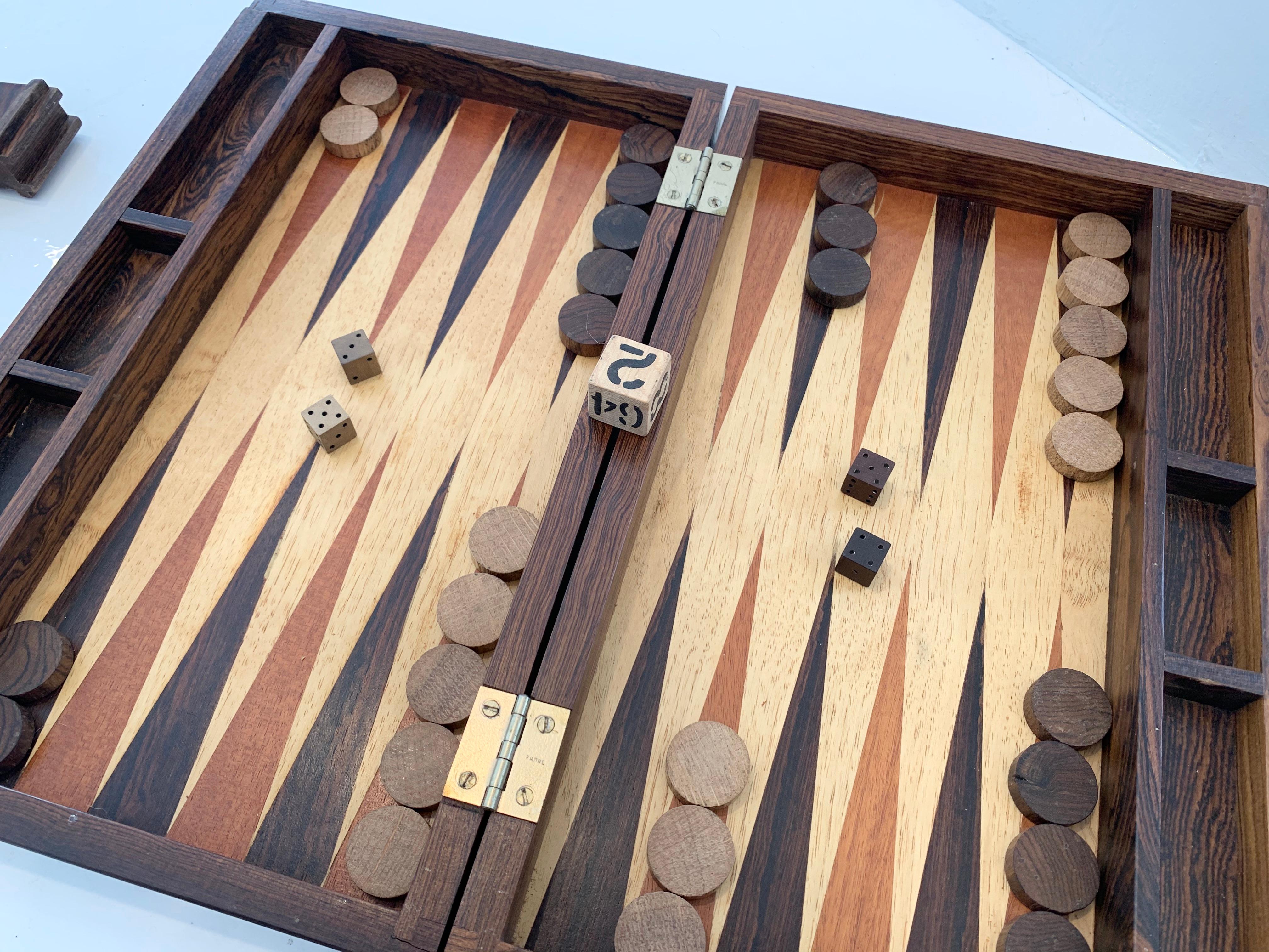 Rosewood Backgammon Set In Good Condition In Los Angeles, CA