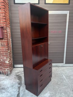 Rosewood Bar Cabinet, Mid-20th Century, Adjustable Glass Shelves, 1975