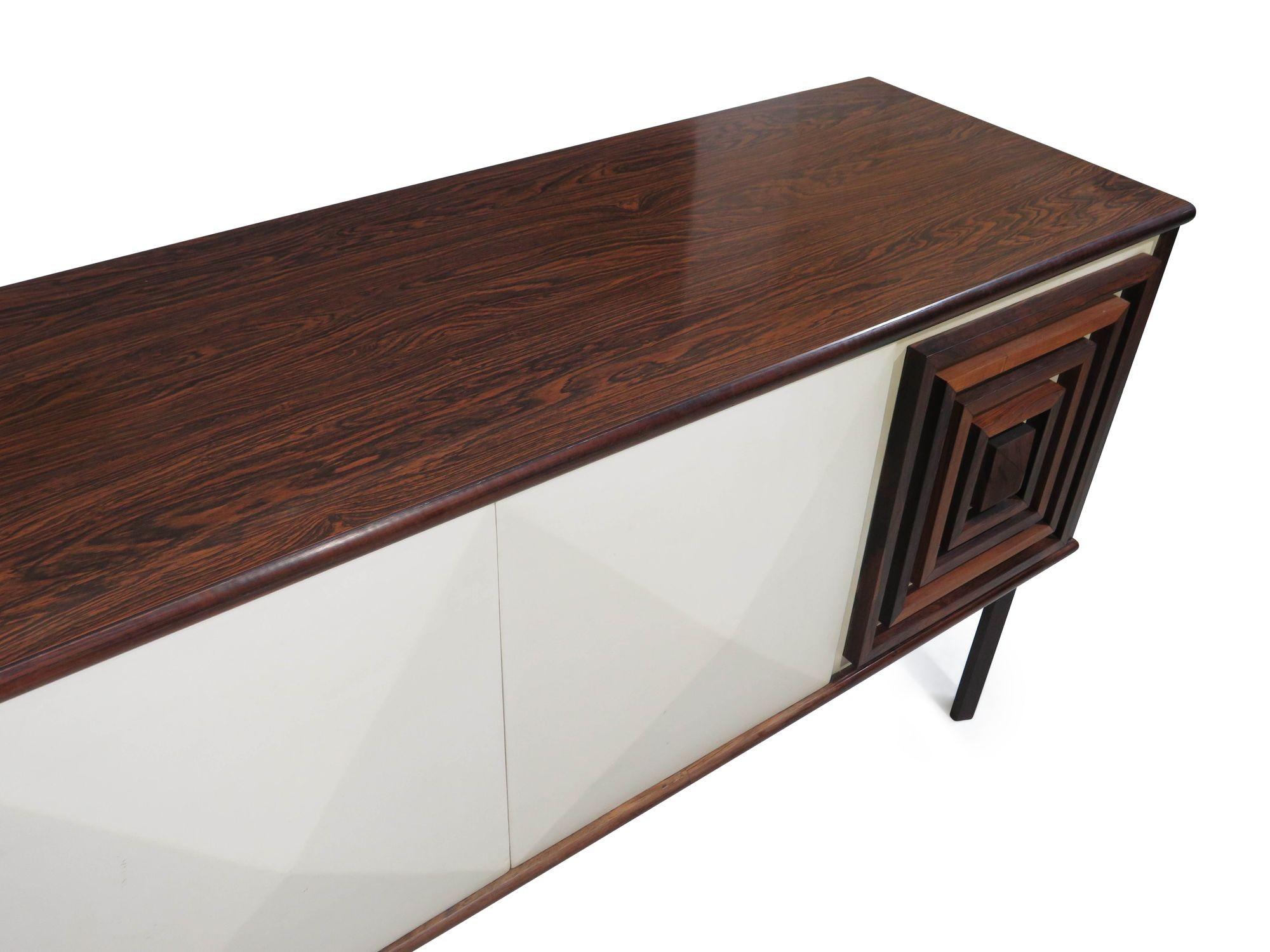 Rosewood Bar Cabinet with Geometric Rosewood Pattern For Sale 5