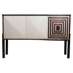 Rosewood Bar Cabinet with Geometric Rosewood Pattern