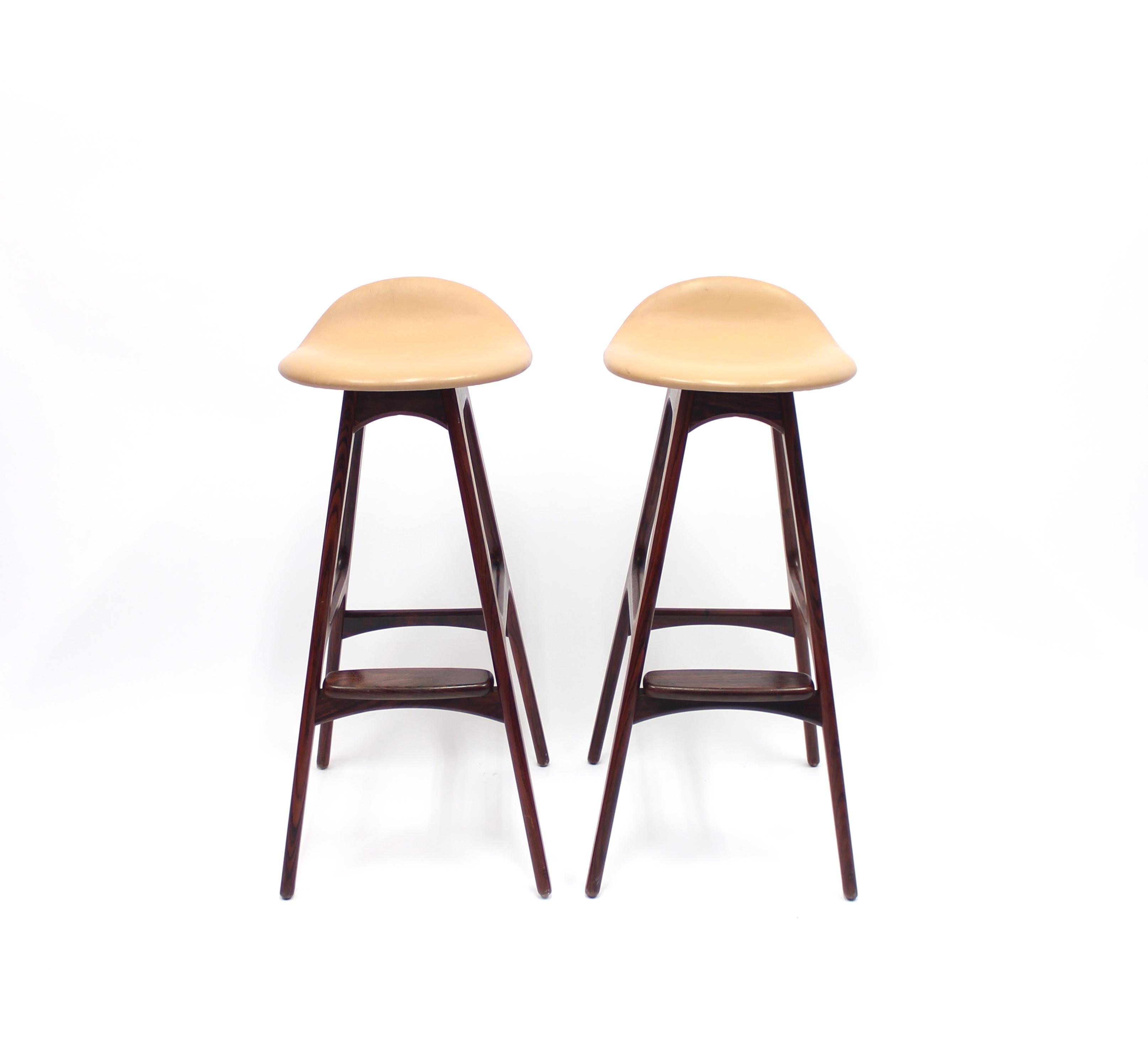 Danish Rosewood Bar Stools OD 61 by Erik Buch for Oddense Maskinsnedkeri, 1960s