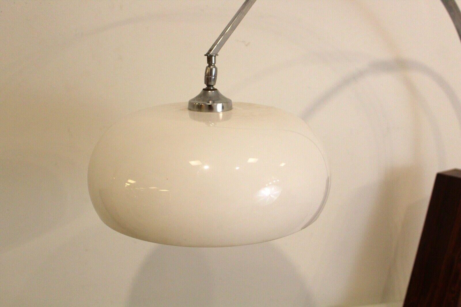 Rosewood Base Chrome Desk Arc Lamp In Good Condition In Keego Harbor, MI