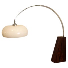 Rosewood Base Chrome Desk Arc Lamp