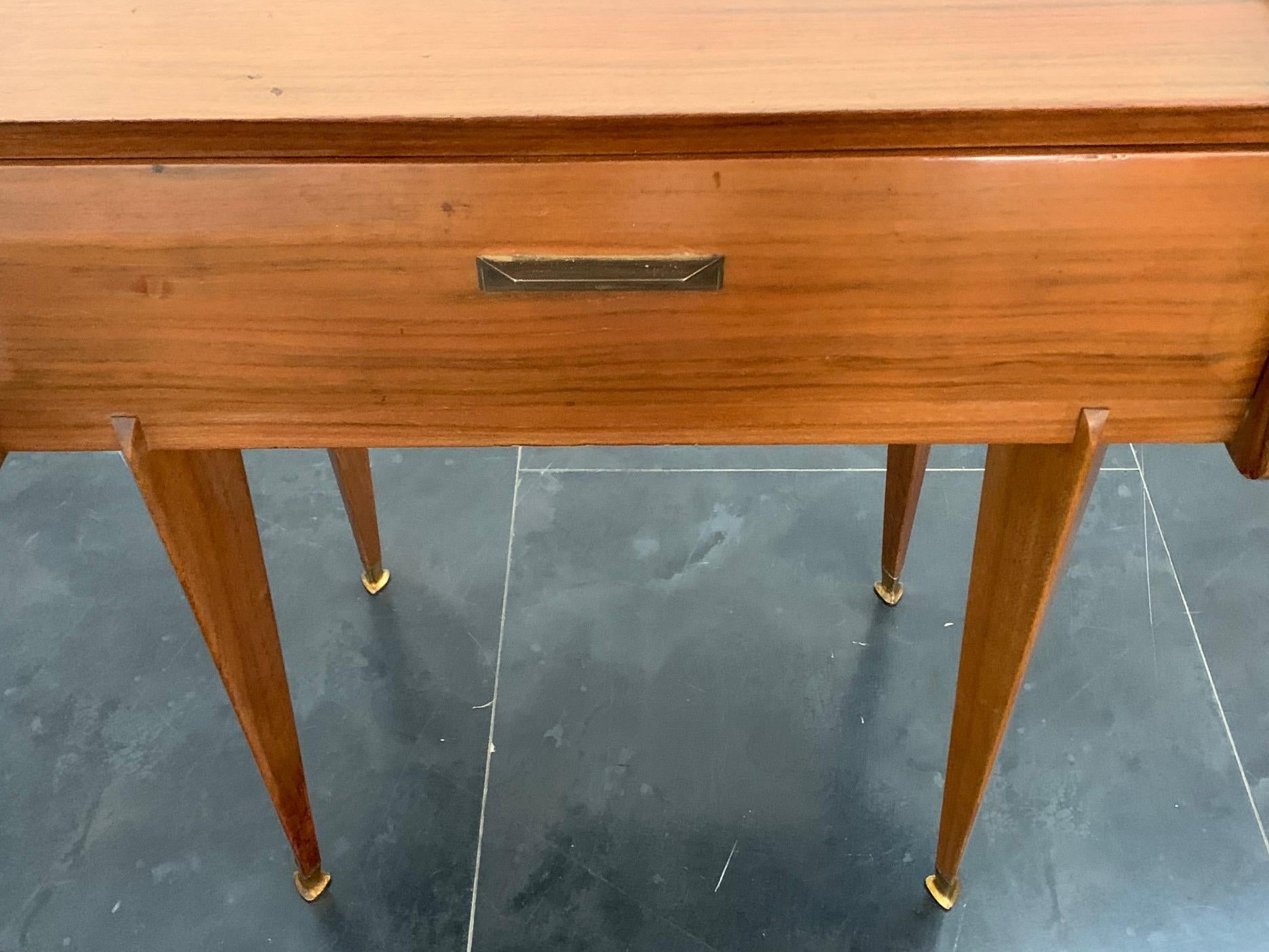 Rosewood Bedside Tables with Brass Tips, 1950s, Set of 2 For Sale 3