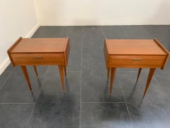 Rosewood Bedside Tables with Brass Tips, 1950s, Set of 2
