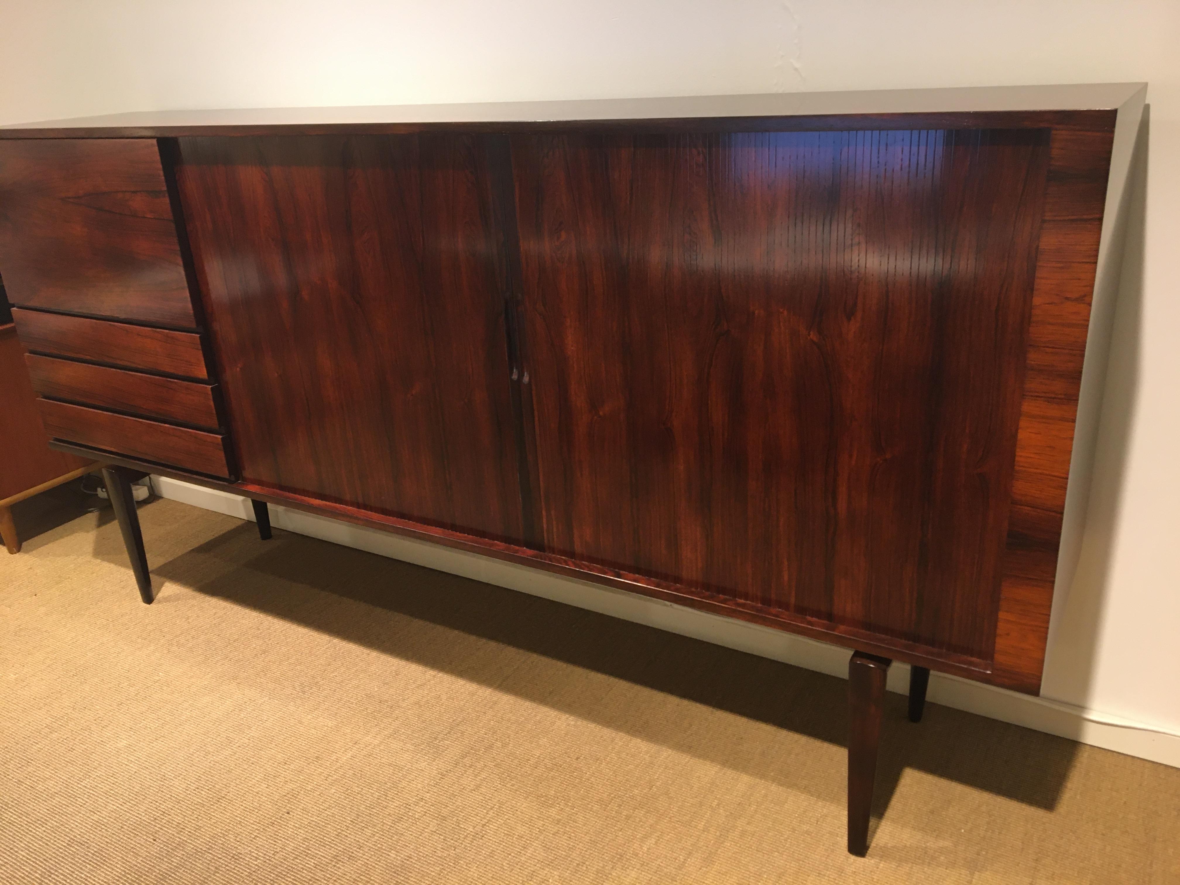 Danish Rosewood High sideboard Newly Restored, Design H.W. Klein For Sale