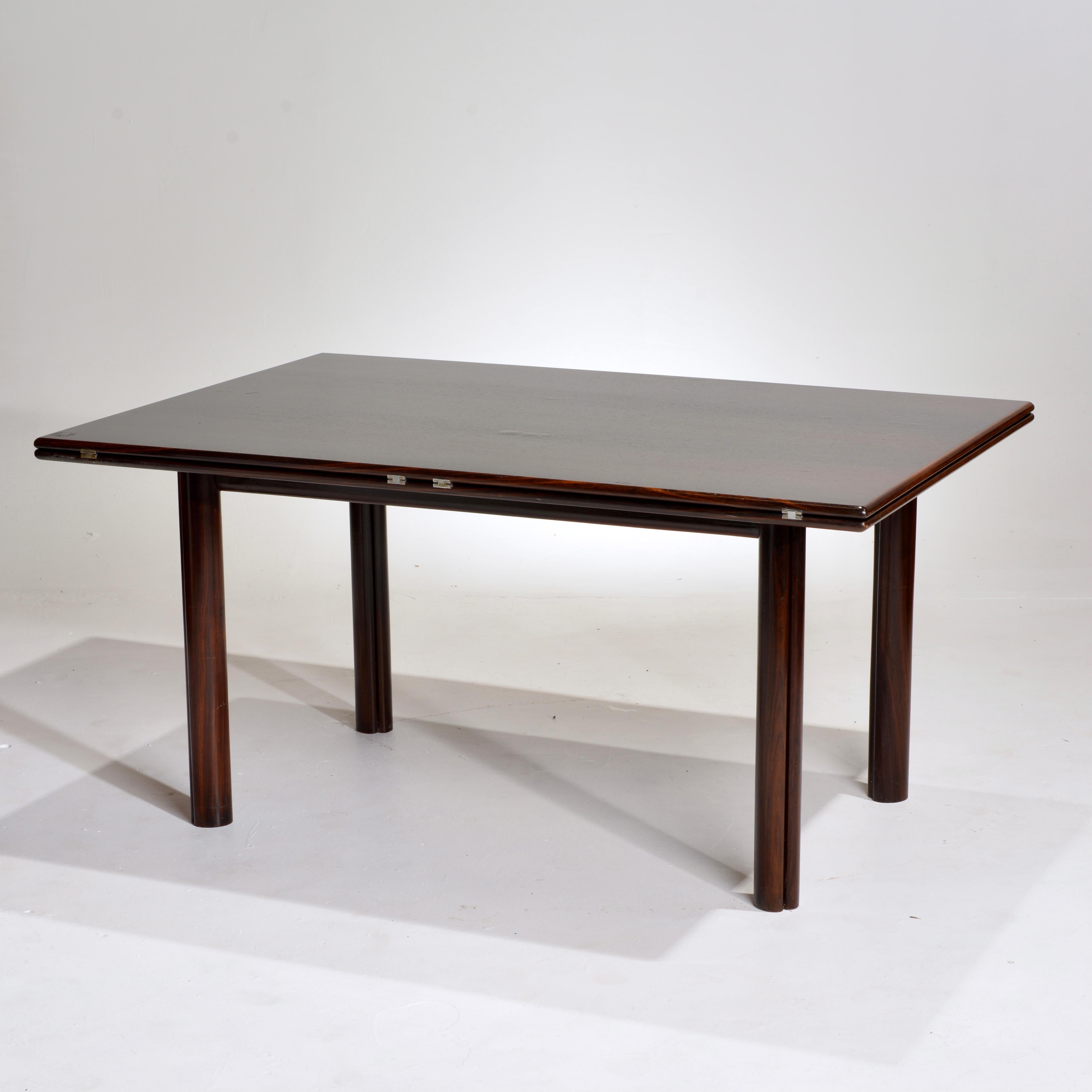 Rosewood Bi-Folding Dining Table, Denmark, c1975 In Good Condition For Sale In Los Angeles, CA