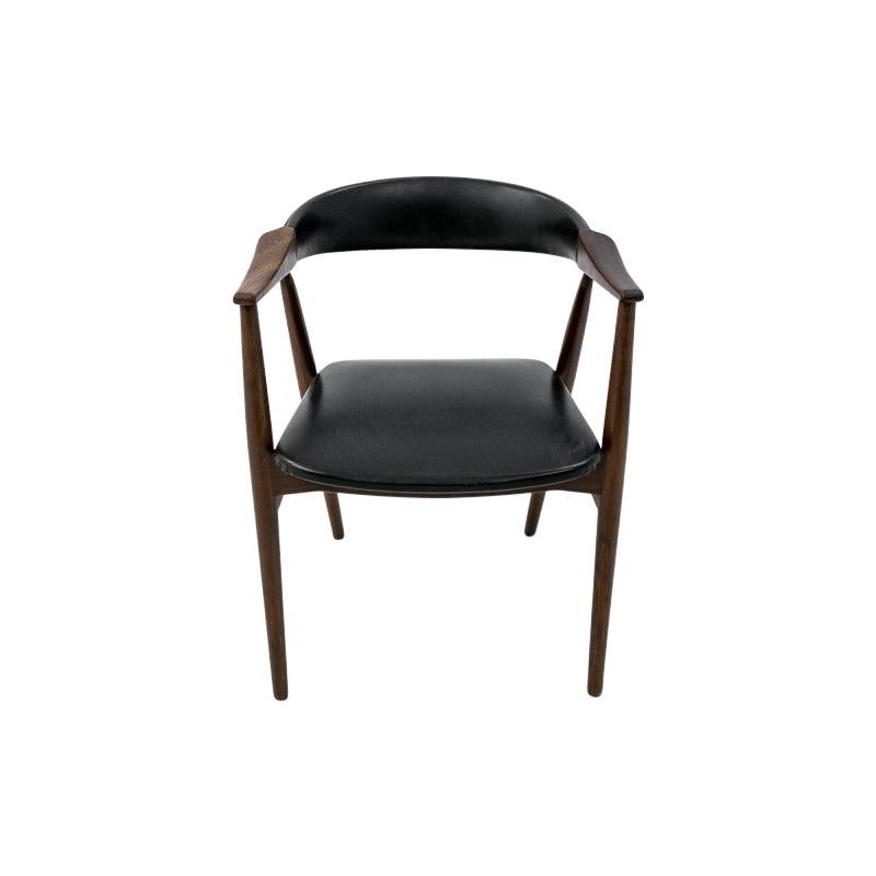 Rosewood FARSTRUP Black Faux Leather Armchair, Danish Design, 1960s