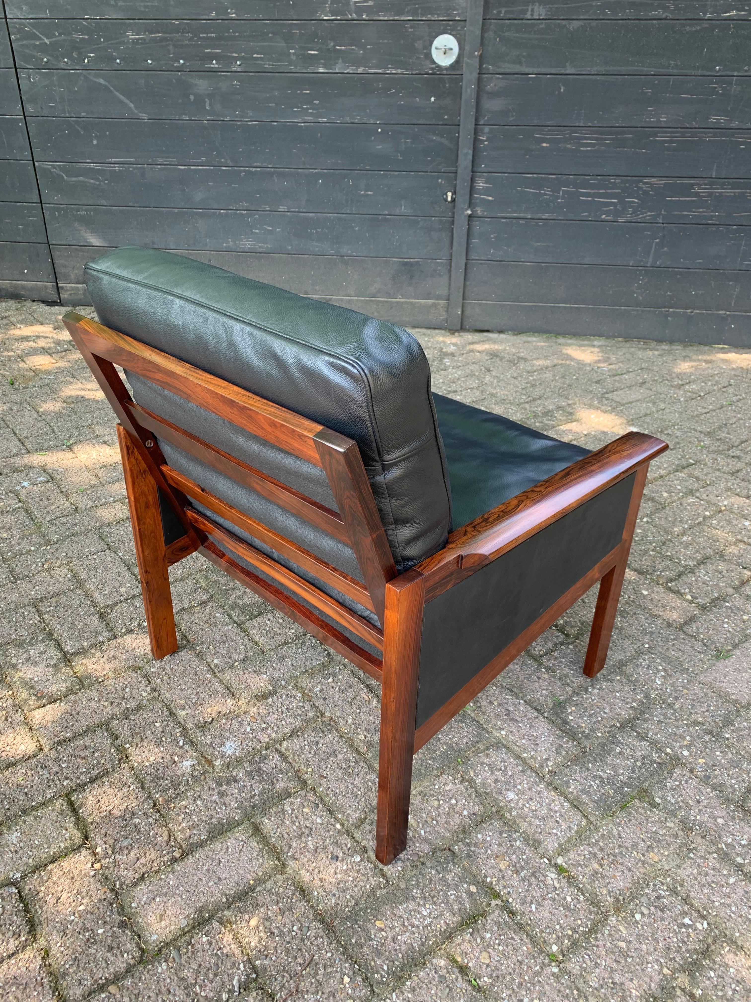 Rosewood & Black Leather 'Capella' Arm Chair by Illum Wikkelsø 5