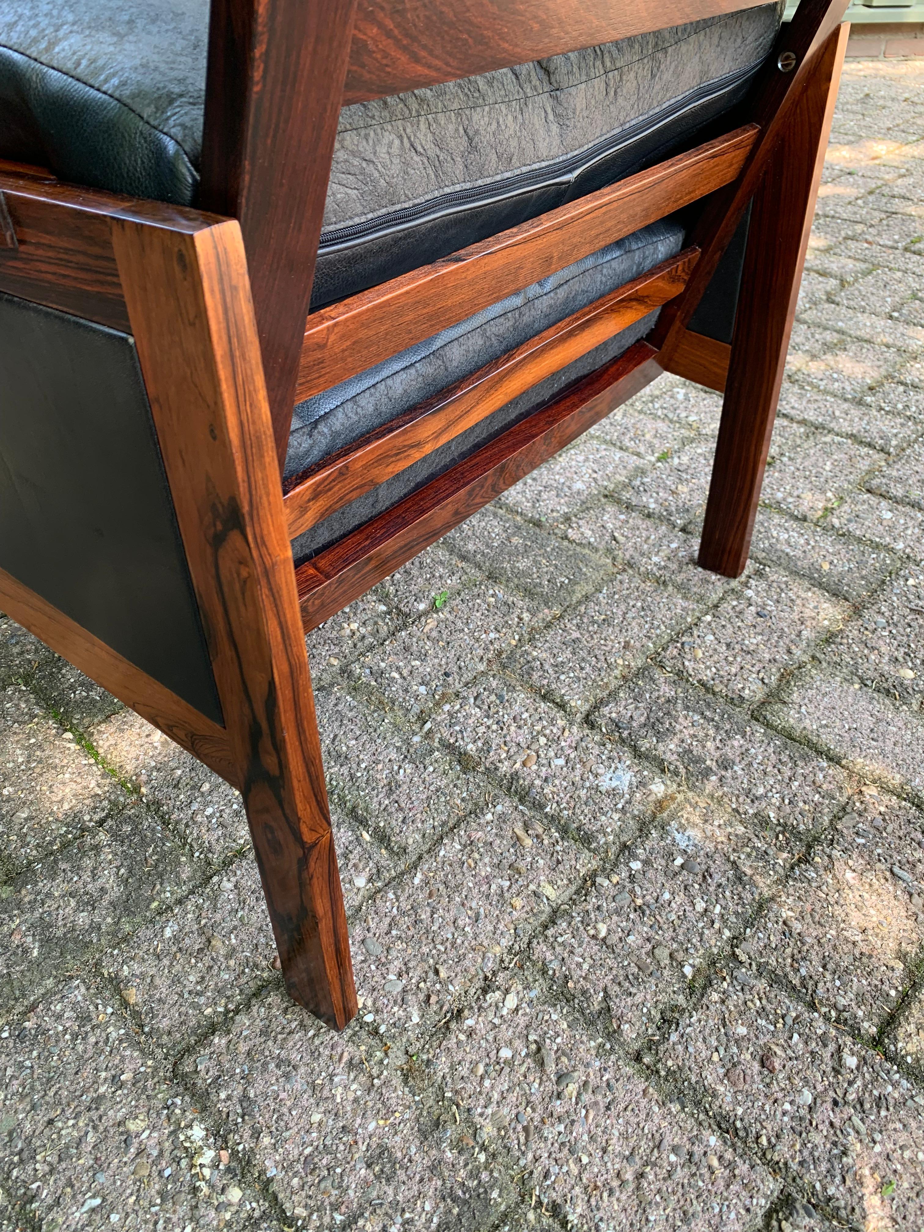 Rosewood & Black Leather 'Capella' Arm Chair by Illum Wikkelsø 6