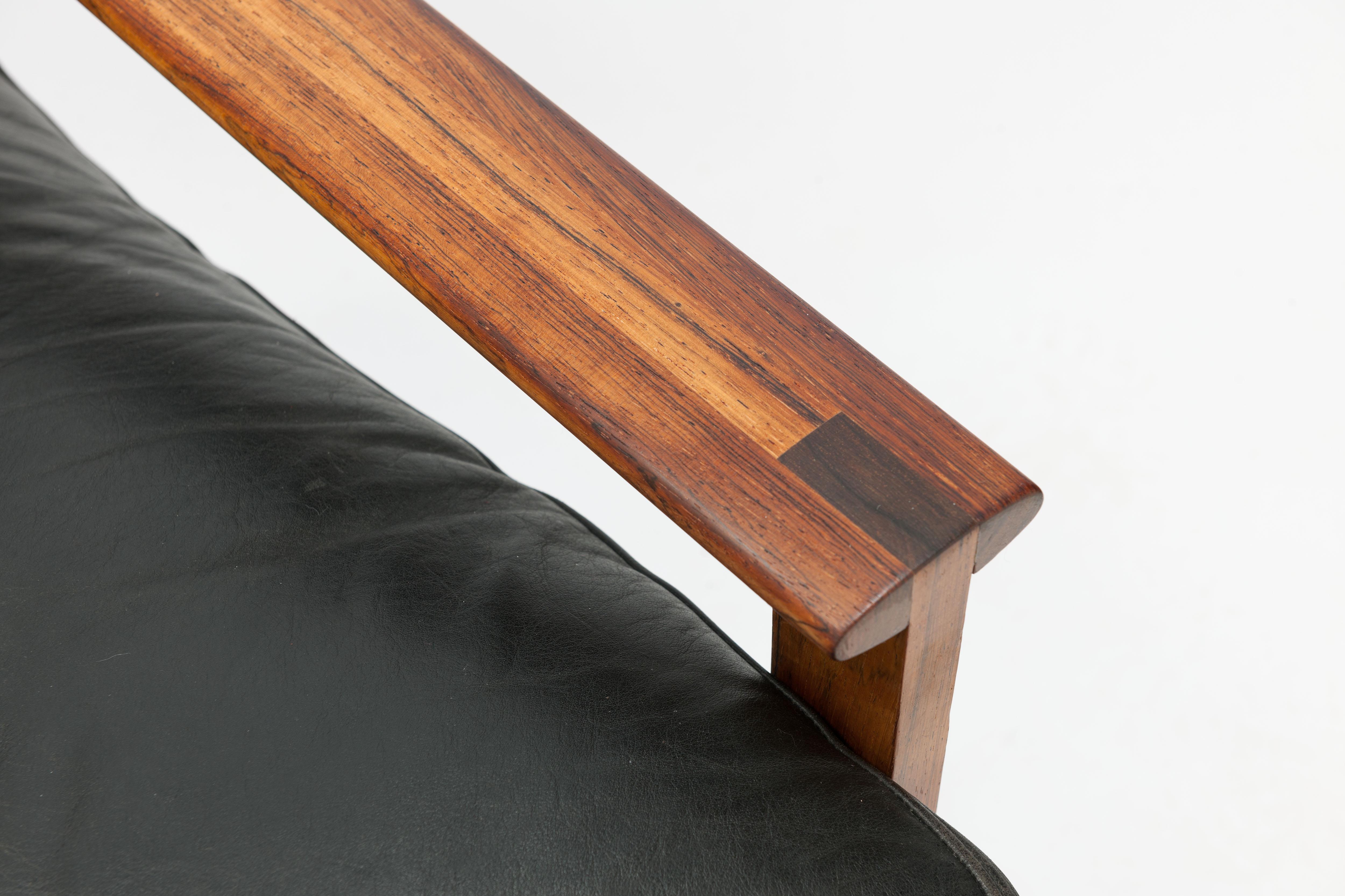 Rosewood & Black Leather Capella Arm Chair by Illum Wikkelsø, Pair Available 6
