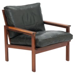 Rosewood & Black Leather Capella Arm Chair by Illum Wikkelsø, Pair Available