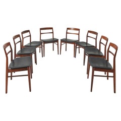 Rosewood & Black Leather Mid 20th Century Dining Chairs By Henning Kjaernulf