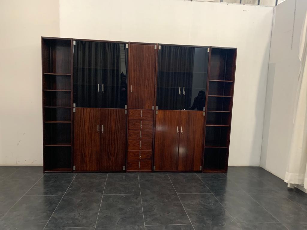 Italian Rosewood Bookcase by Vittorio Introini for Saporiti, 1970s