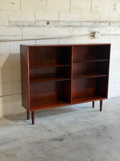 Rosewood Bookcase Small Open Double Column Shelving Unit Made in Denmark 1960s