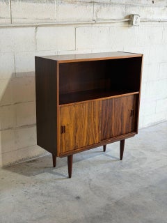 Rosewood Bookcase with Sliding Doors Denmark 1960s