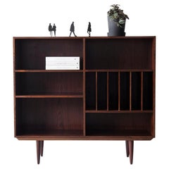 Vintage Rosewood Bookcase with Vinyl Slots from the Mid 20th Century, Made in Denmark