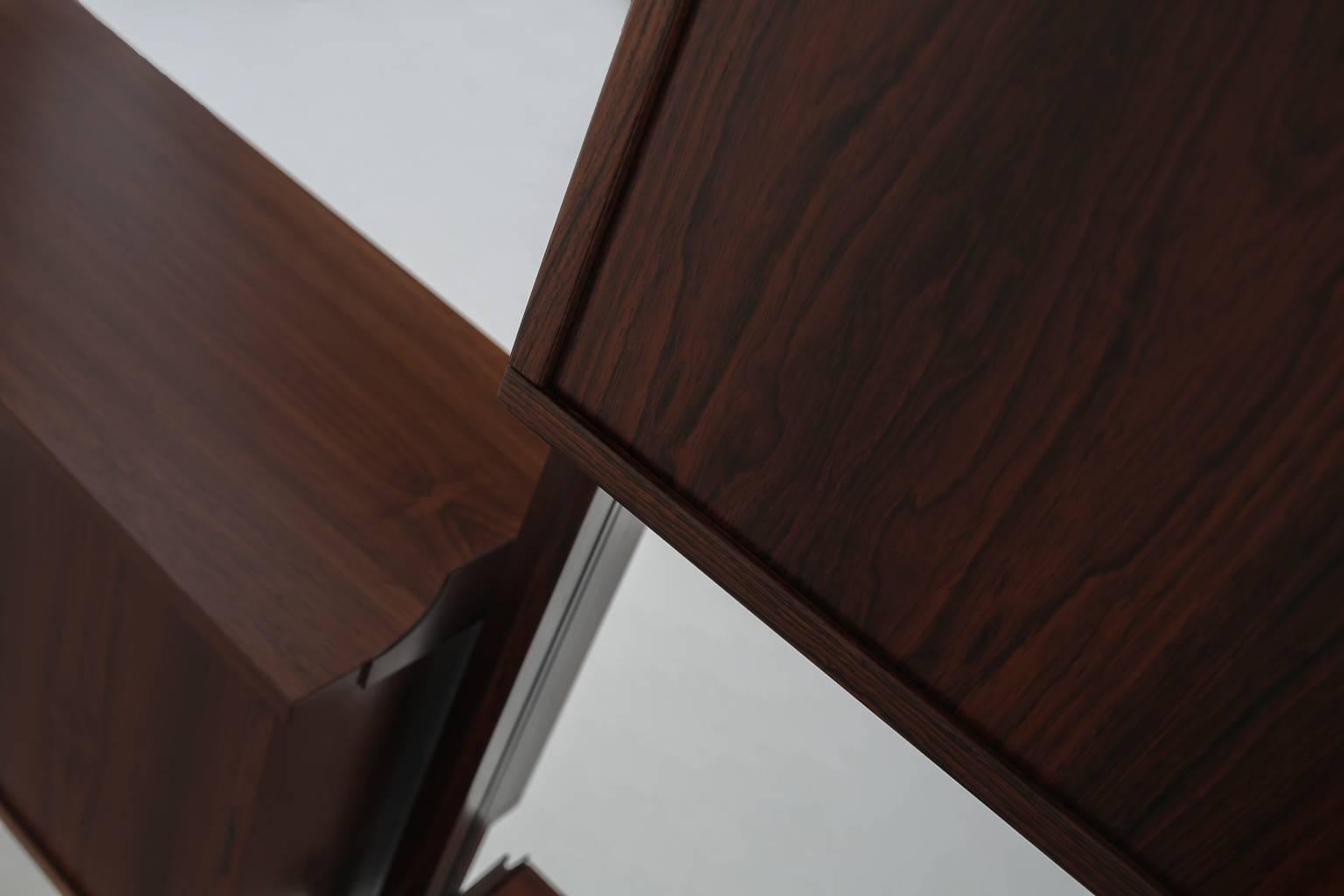 Rosewood and Brass Italian Midcentury Bookshelf by Stildomus, 1960s 4