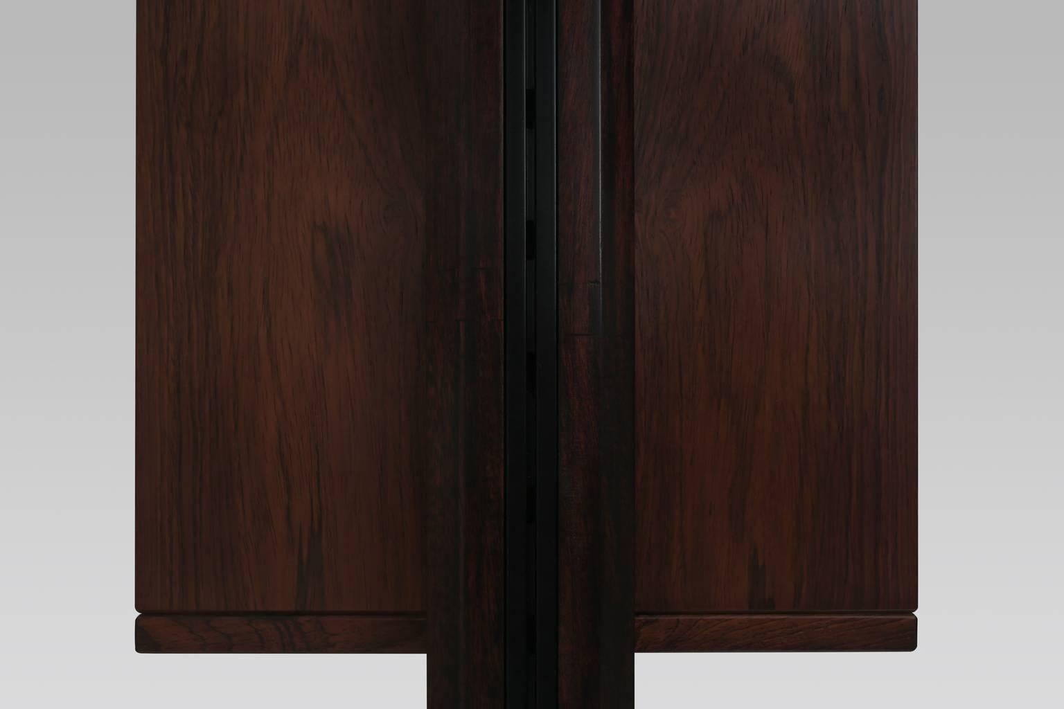 Rosewood and Brass Italian Midcentury Bookshelf by Stildomus, 1960s 1