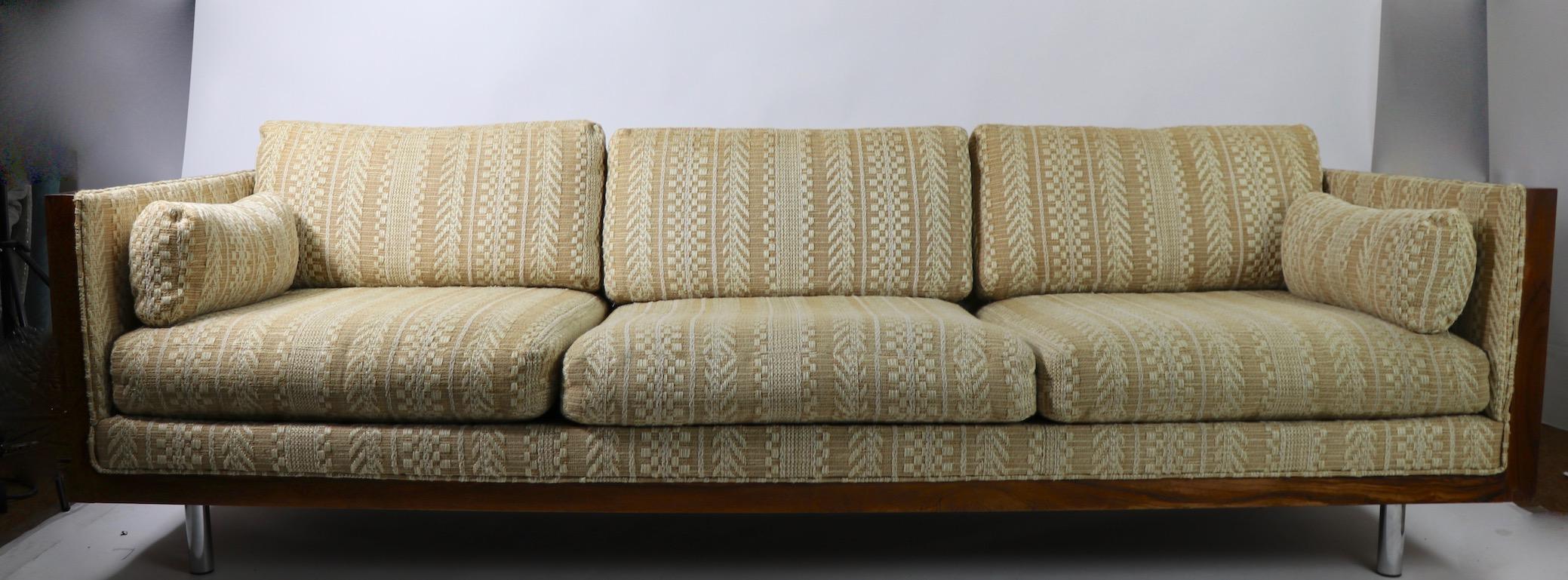 Rosewood Box Sofa by Carlton after Milo Baughman Pair Available 1