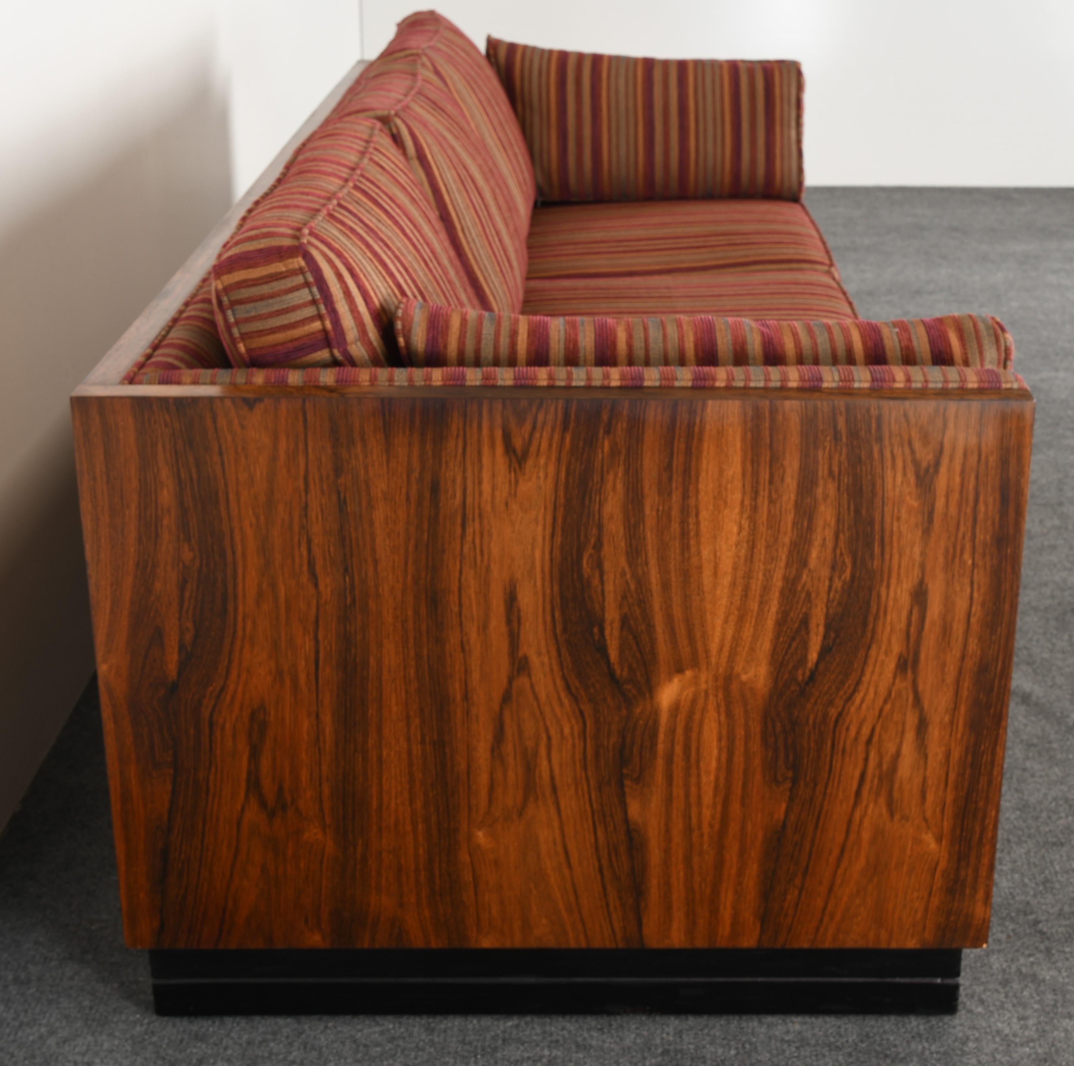 Upholstery Rosewood Box Sofa by Milo Baughman for Thayer Coggin, 1970s