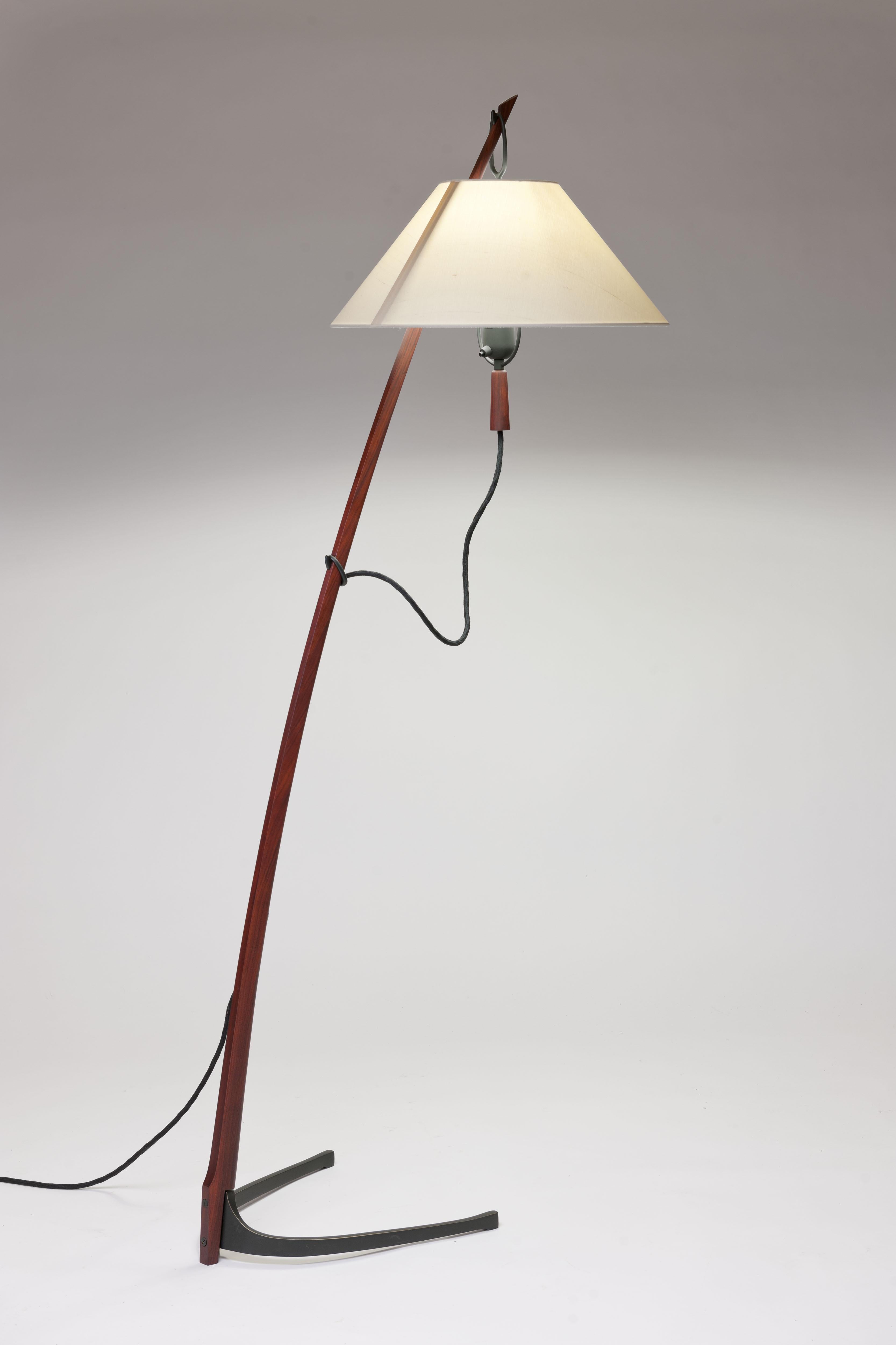 Rosewood & Brass 'Dornstab' Floor Lamp by J.T. Kalmar, Austria  In Excellent Condition In Utrecht, NL