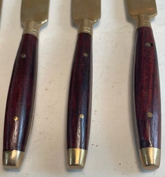Rosewood & Brass Individual Butter Cream Desert Knives Set of 4