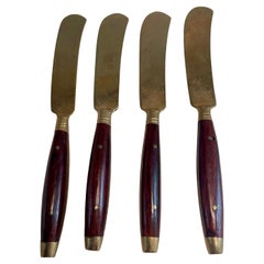 Couteaux à dessert individuels en bois de rose et laiton pour crème au beurre, lot de 4