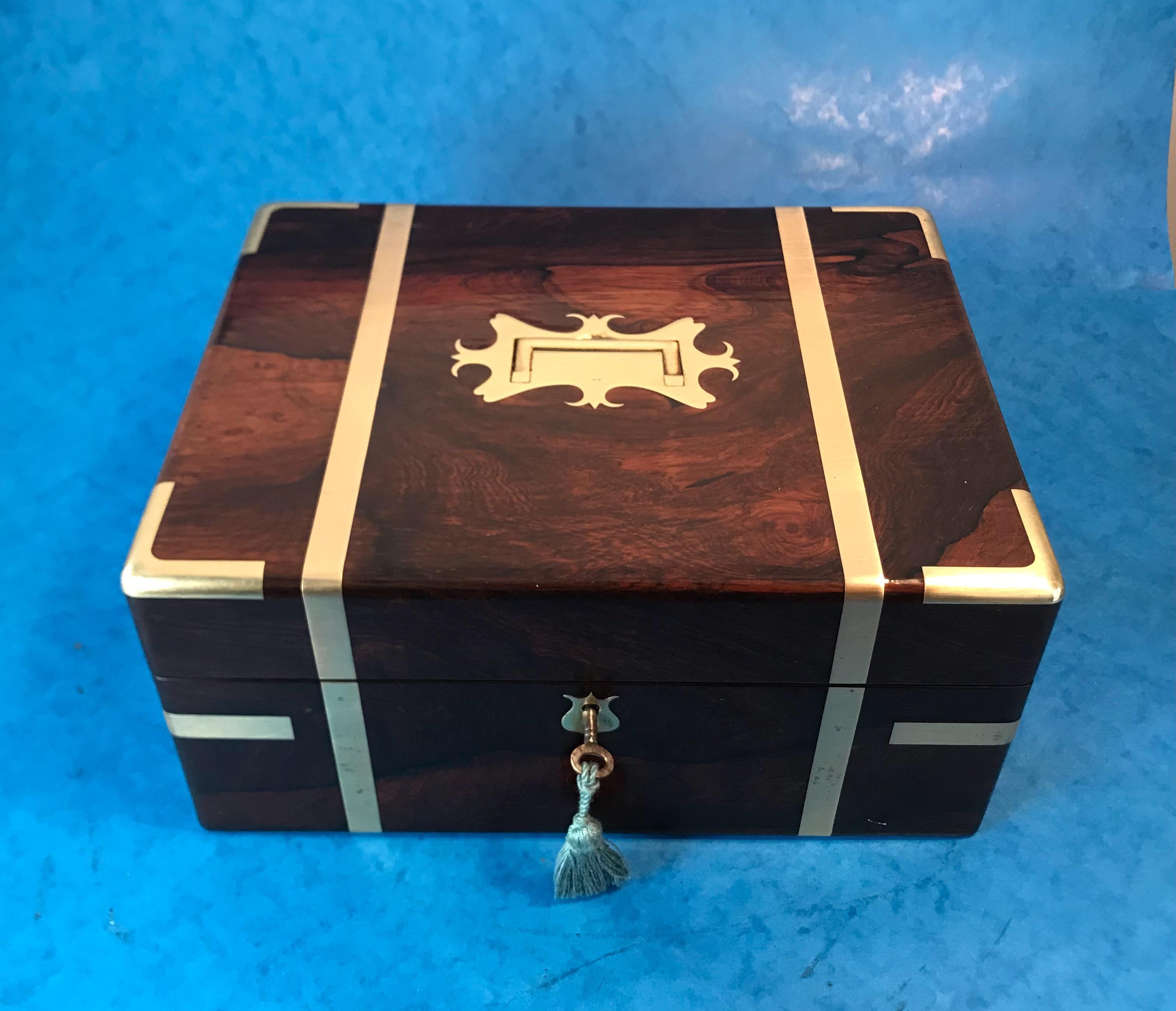 Rosewood Brassbound Jewelry Box 8