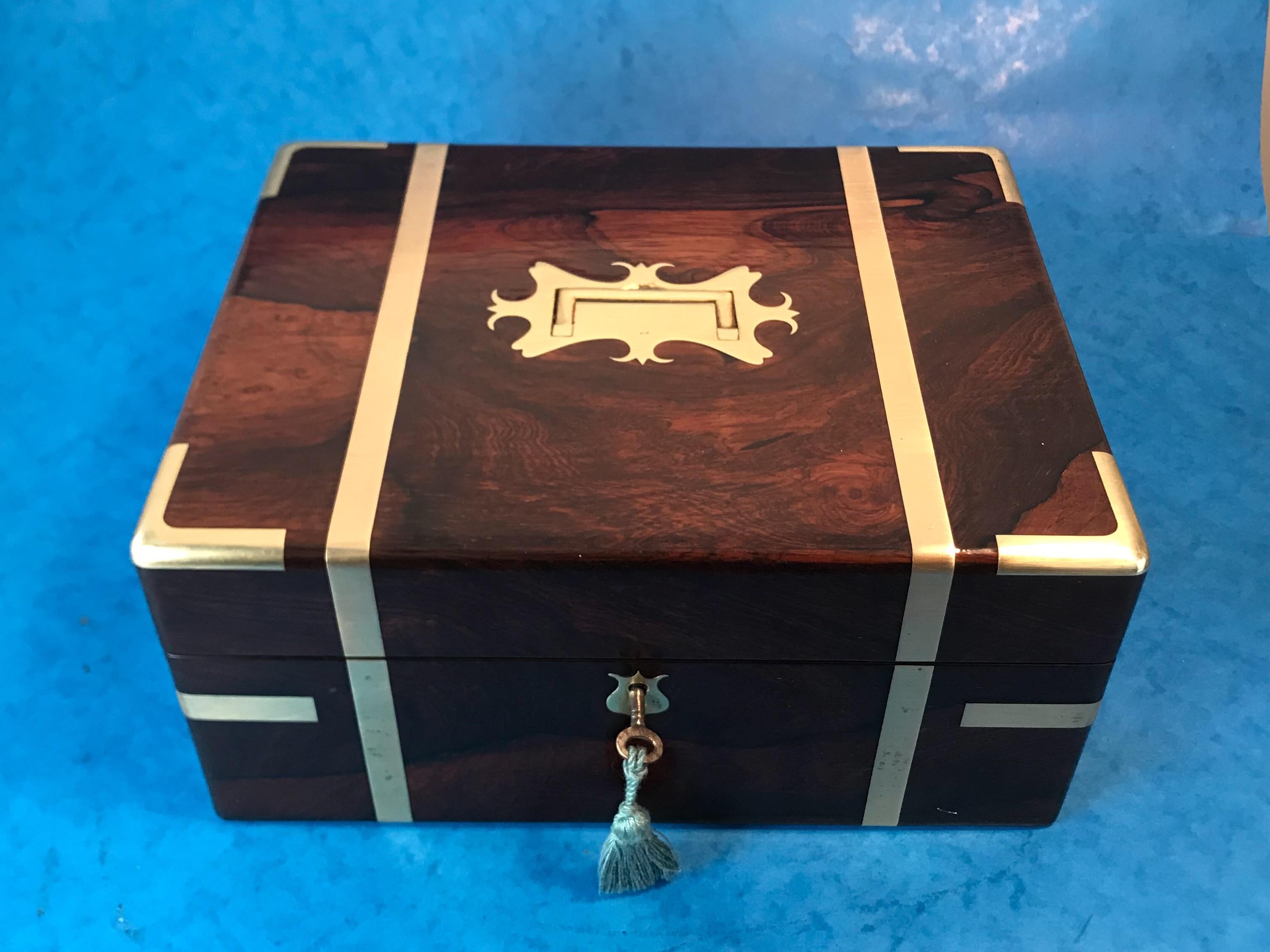 English Rosewood Brassbound Jewelry Box