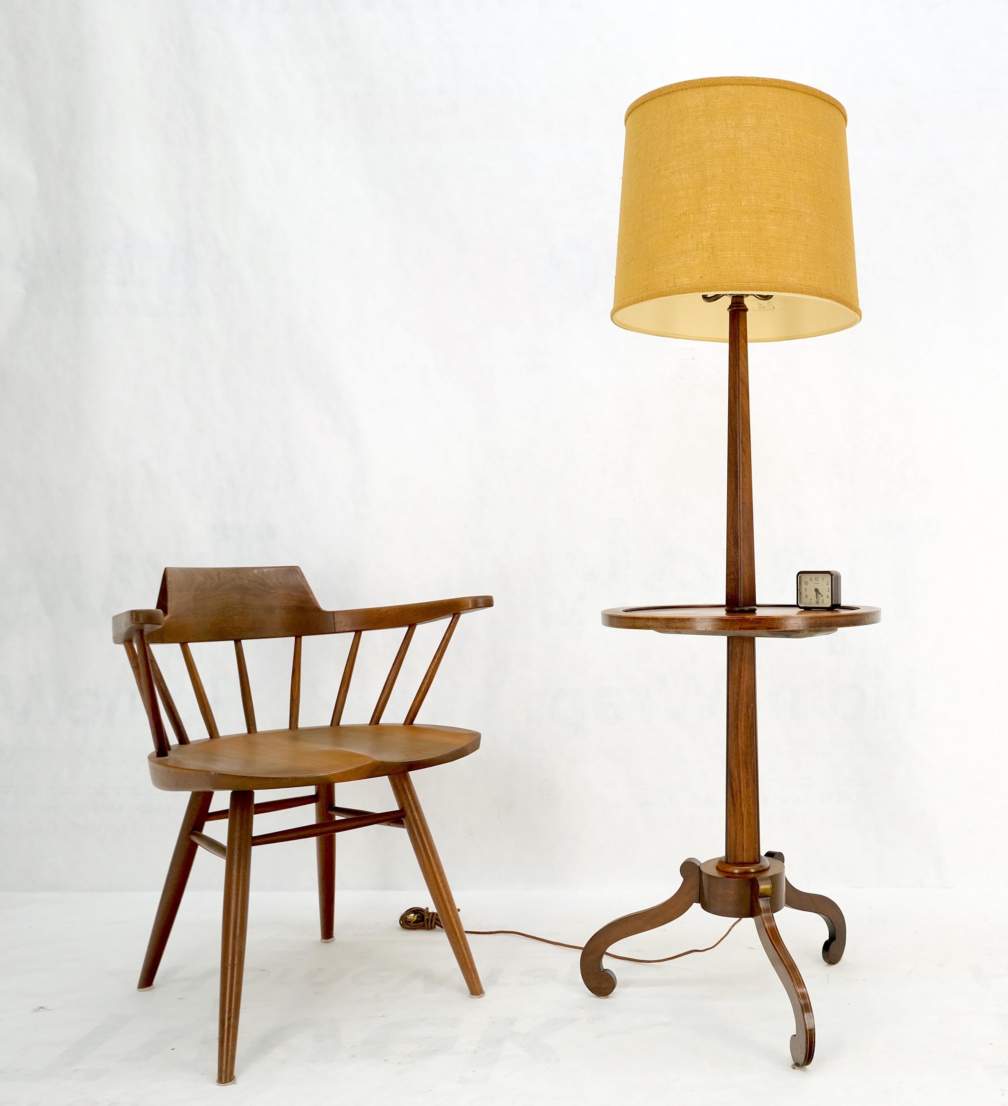 Walnut Rosewood & Burl Wood Tripod Base Side Table Regency Style Floor Lamp Mint For Sale